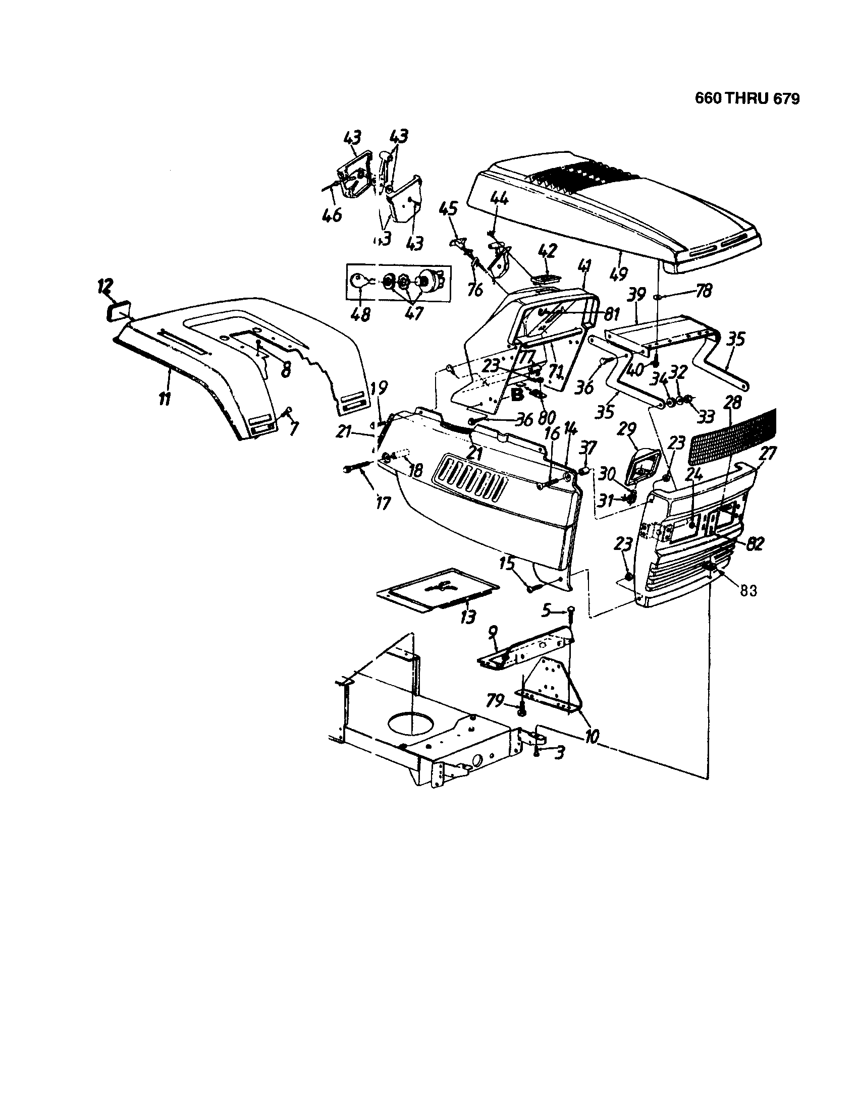 MTD 13AS679G062 hood/grille - style 9 diagram
