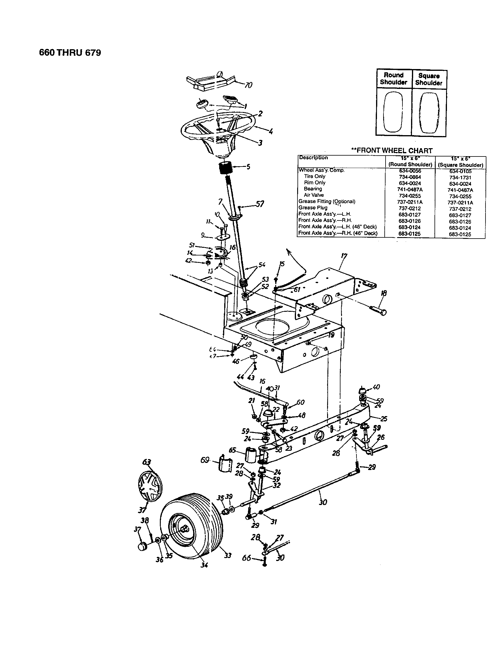 MTD 13AS679G062 steering/front wheel diagram