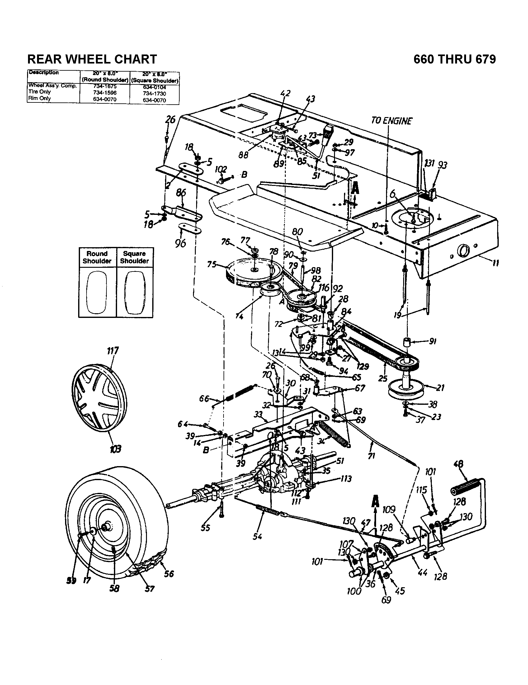 MTD 13AS679G062 lower frame/transaxle/rear wheel diagram