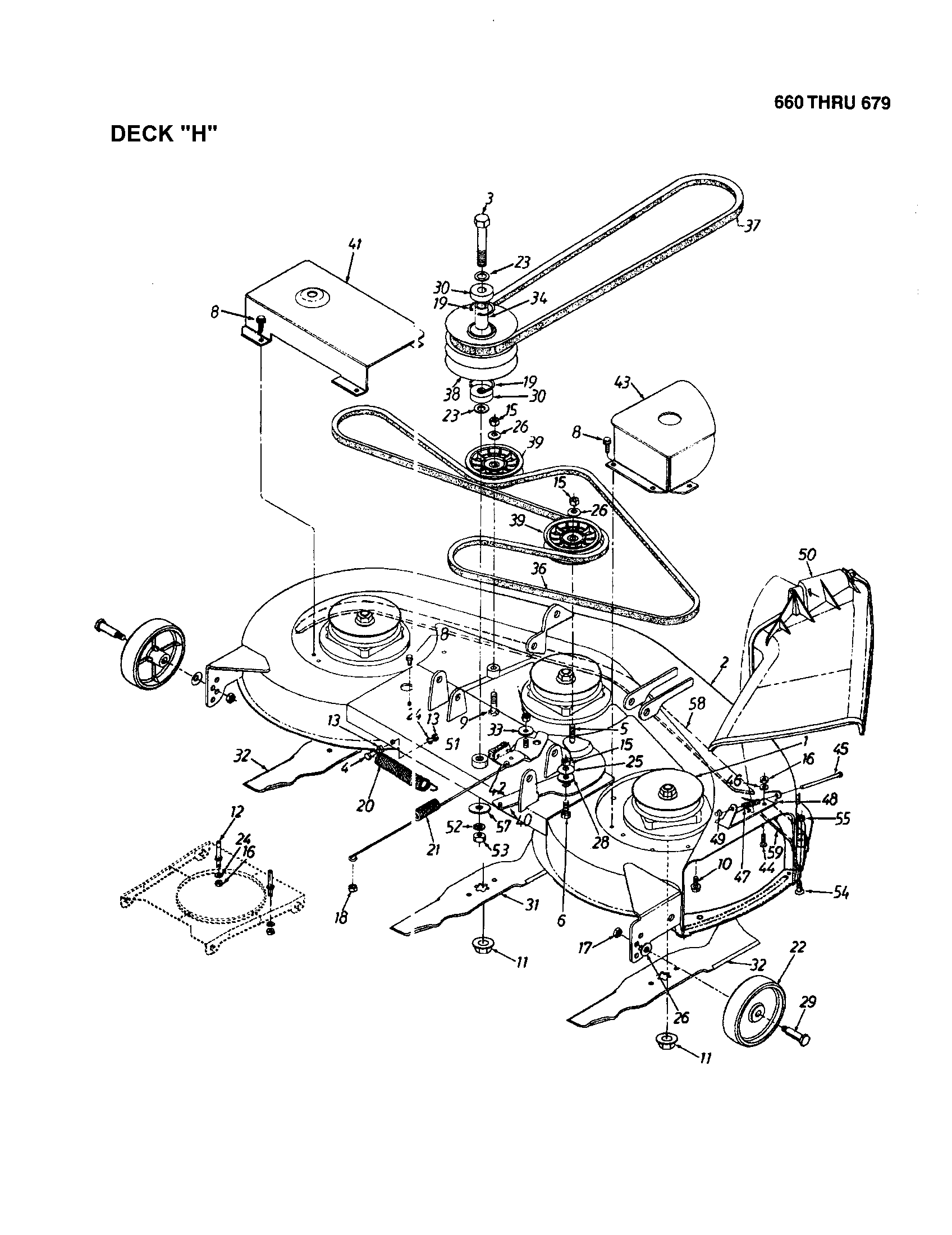 MTD 13AS679G062 deck "h" diagram