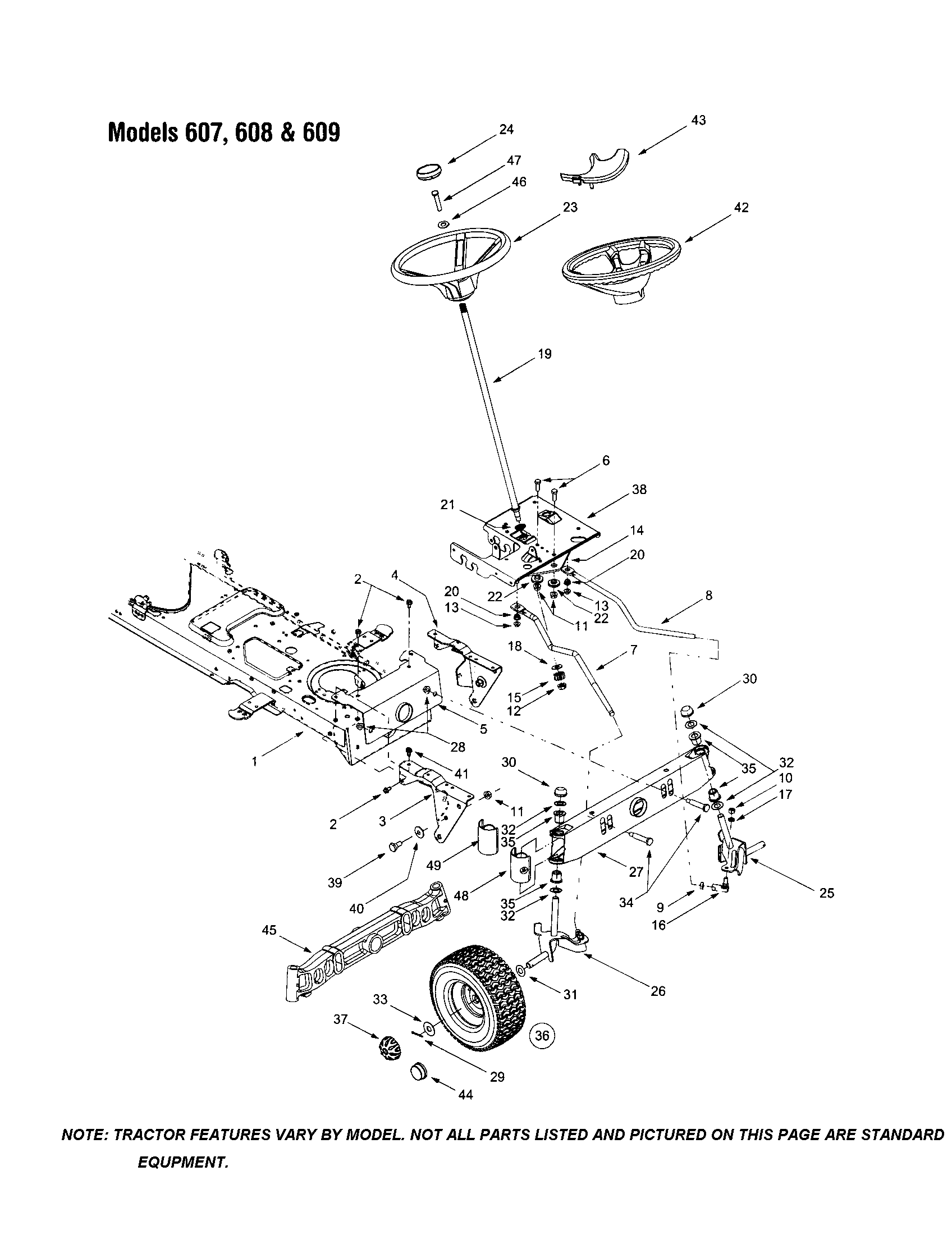 MTD 609 steering/rim/wheel diagram