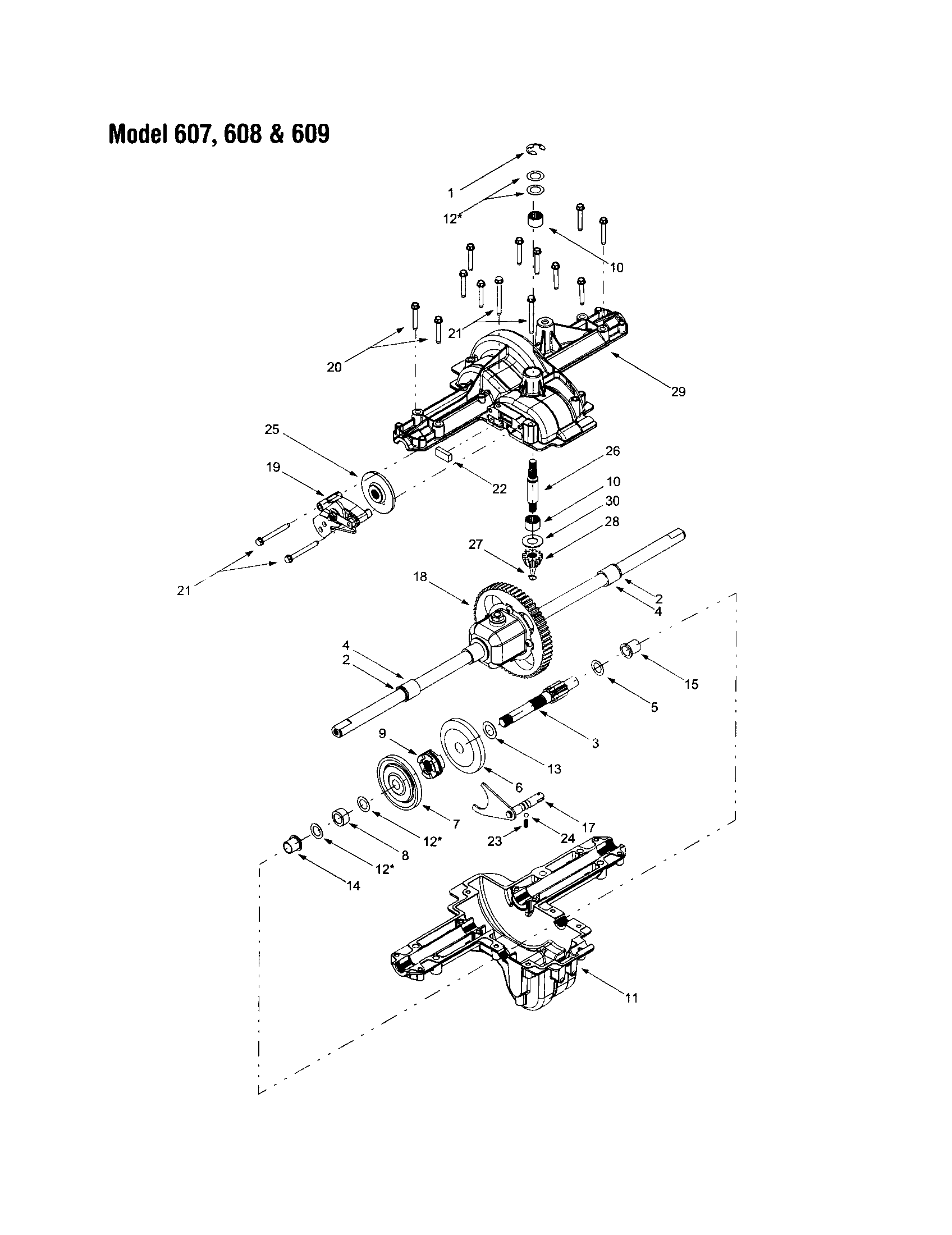 MTD 609 driveshaft and brakes diagram