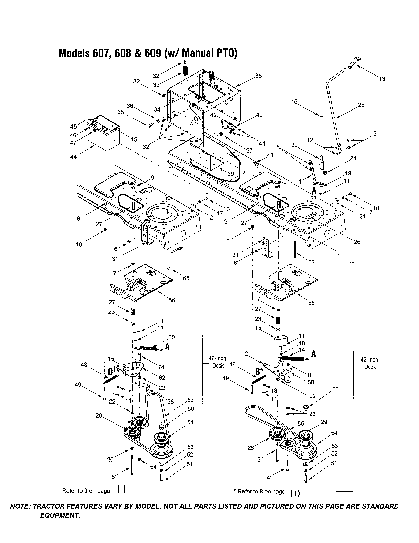 MTD 609 lower frame/battery tray diagram