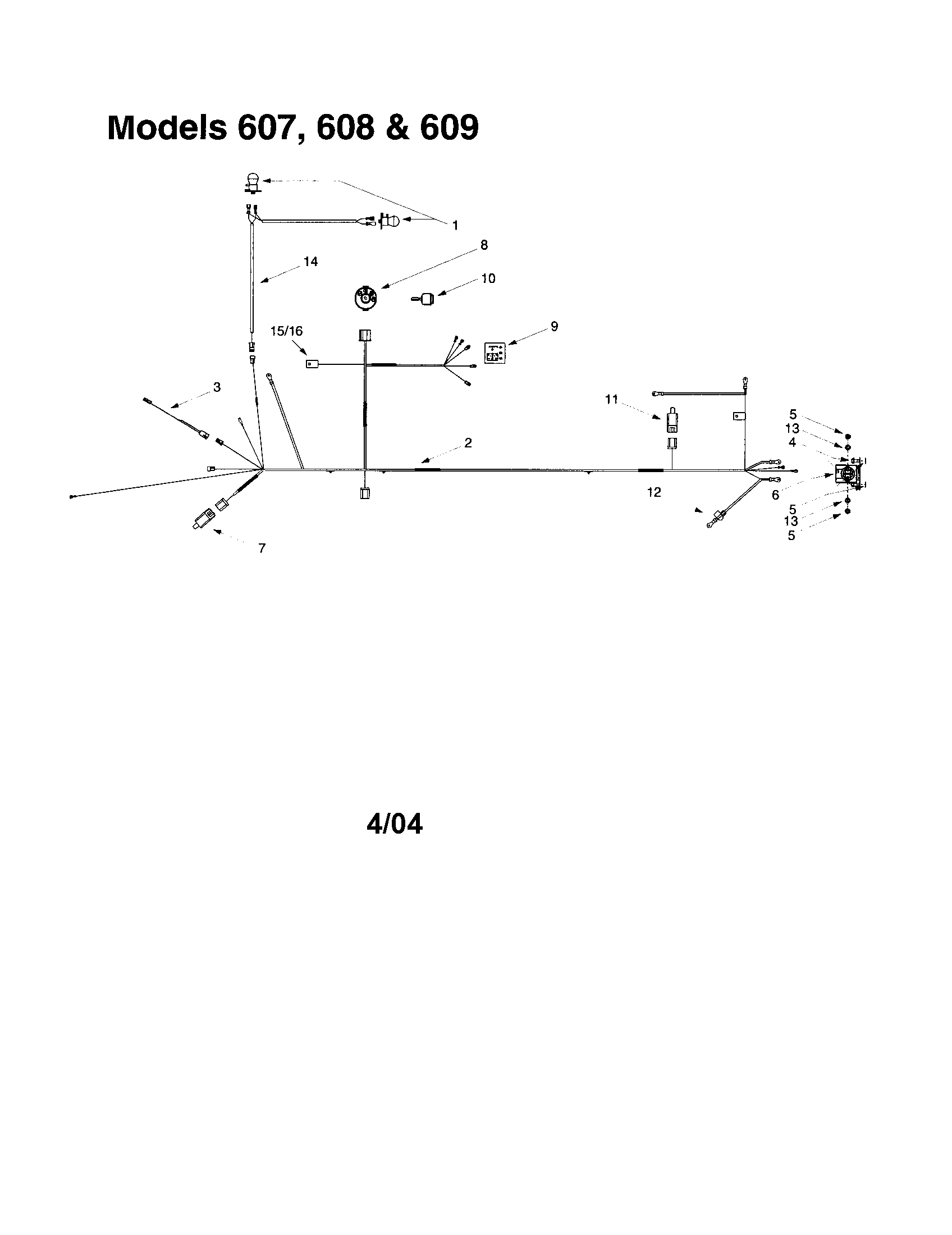 MTD 609 bulb/socket headlight - wiring diagram