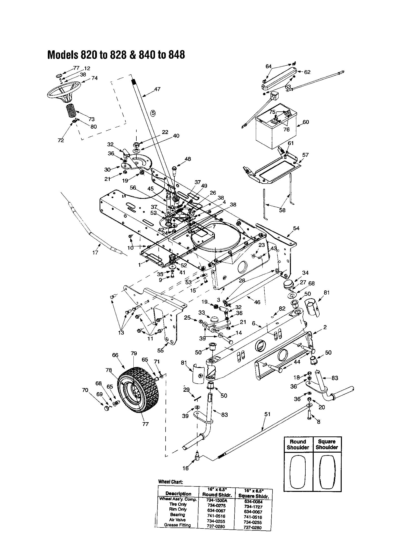 MTD 14BJ845H062 steering assembly/front wheel diagram