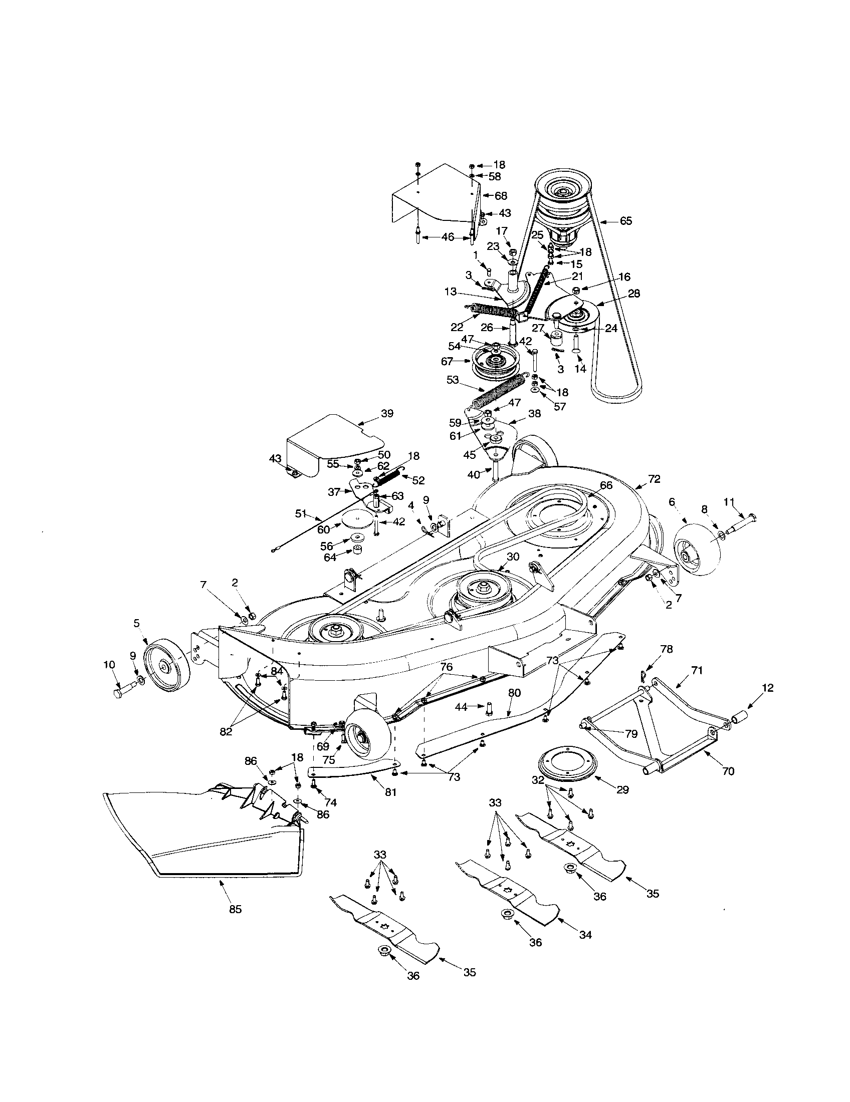 MTD 14BJ845H062 deck h assembly diagram