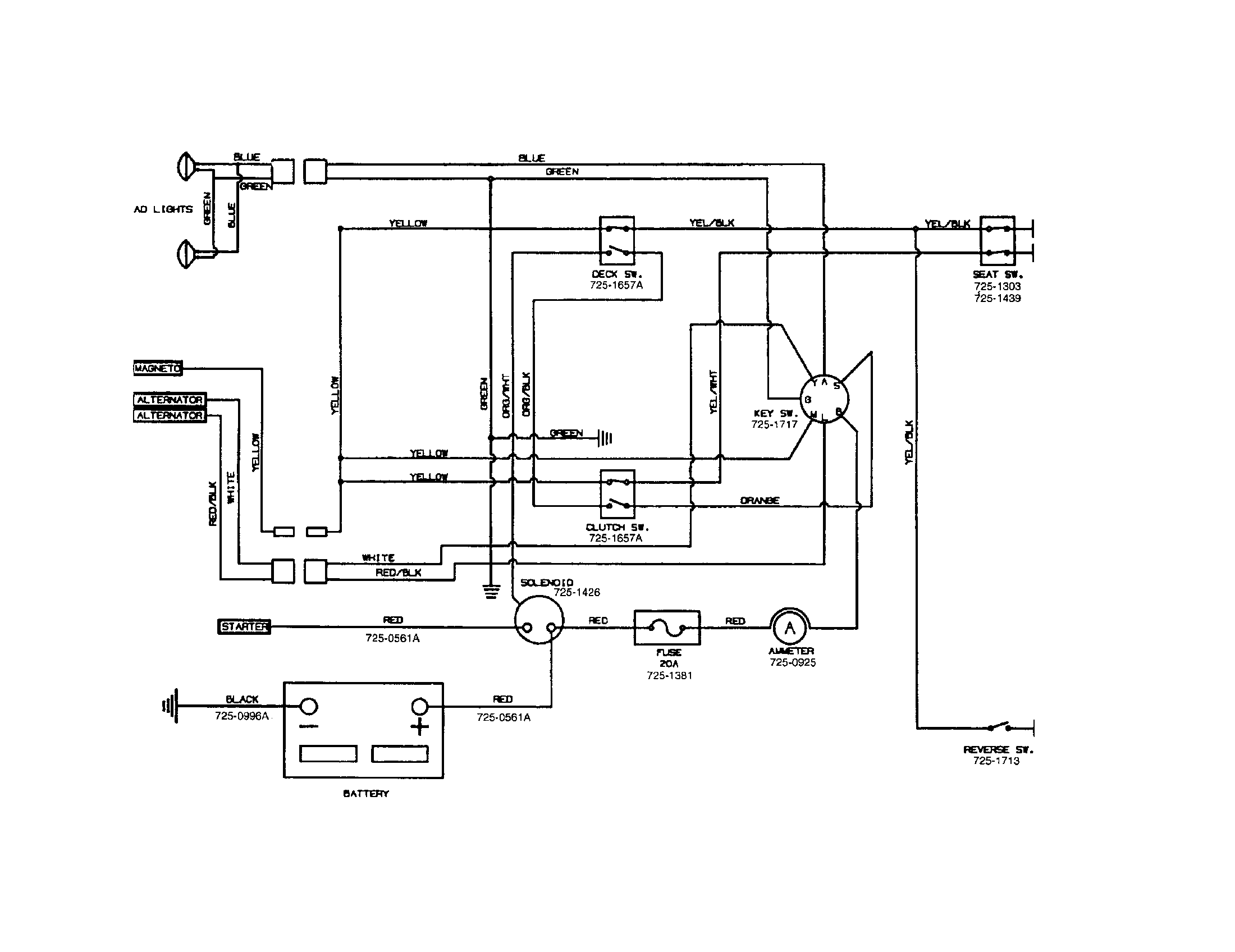 MTD 14BJ845H062 electrical schematic diagram