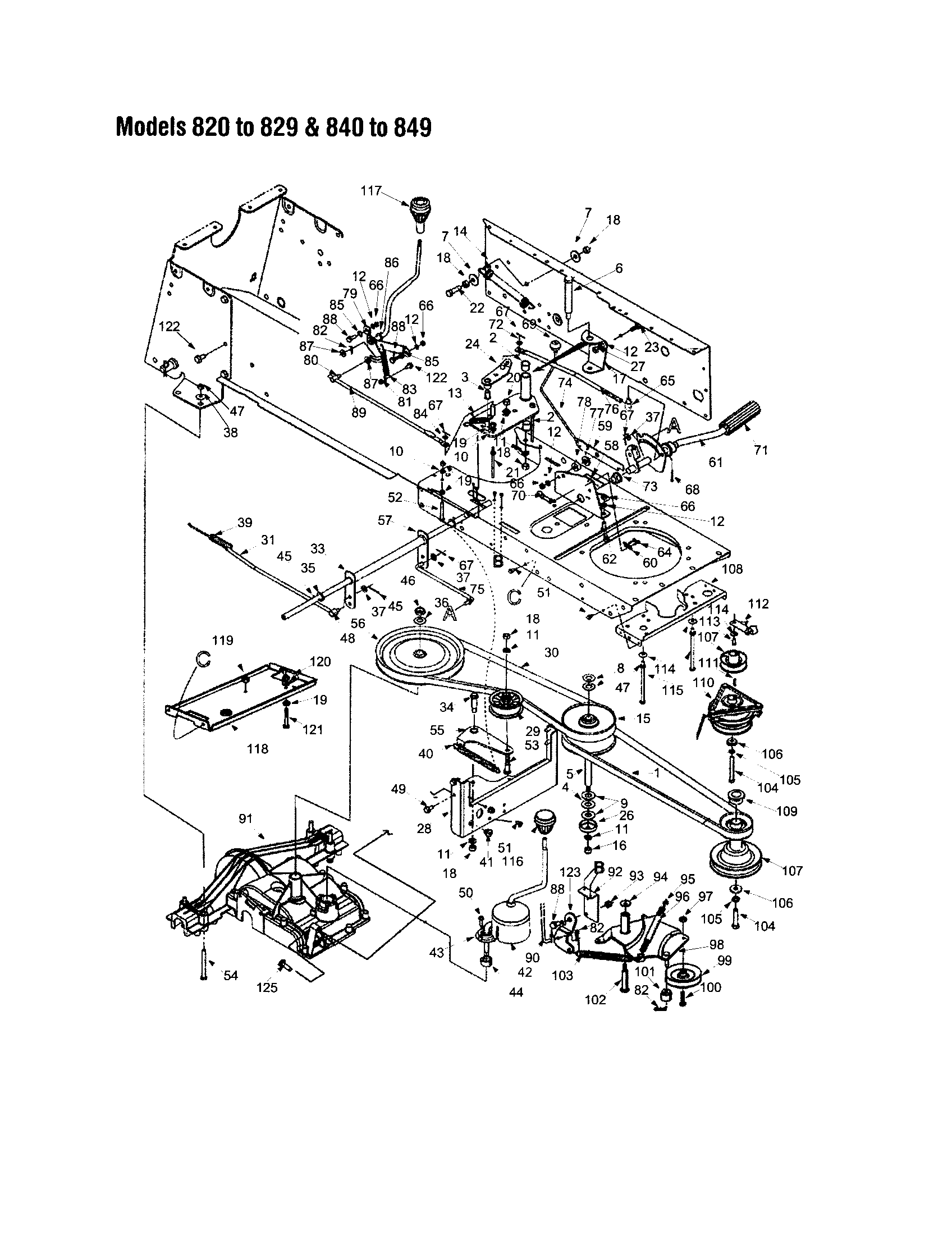 MTD 840 THRU 849 transmission complete diagram