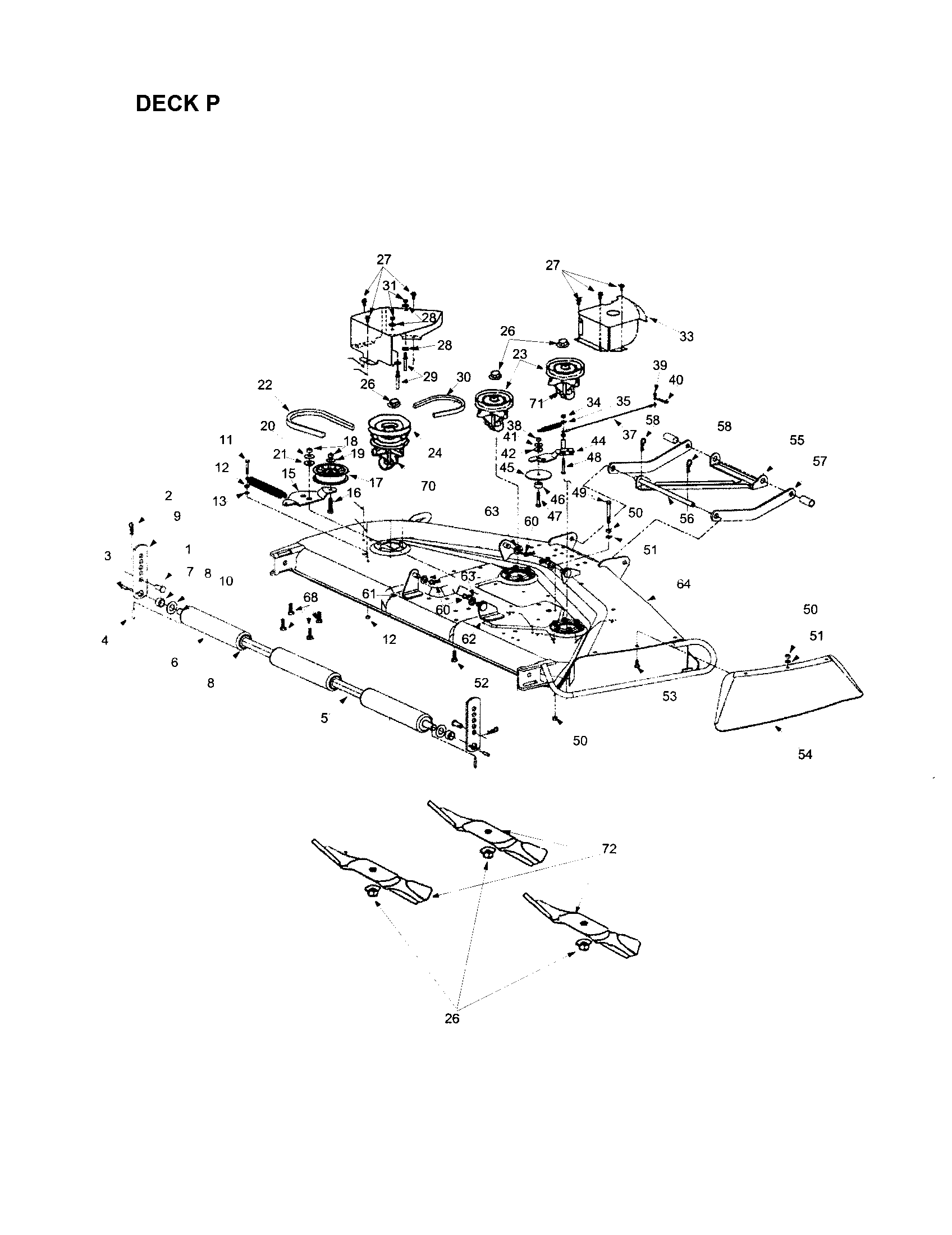 MTD 840 THRU 849 deck p assembly diagram