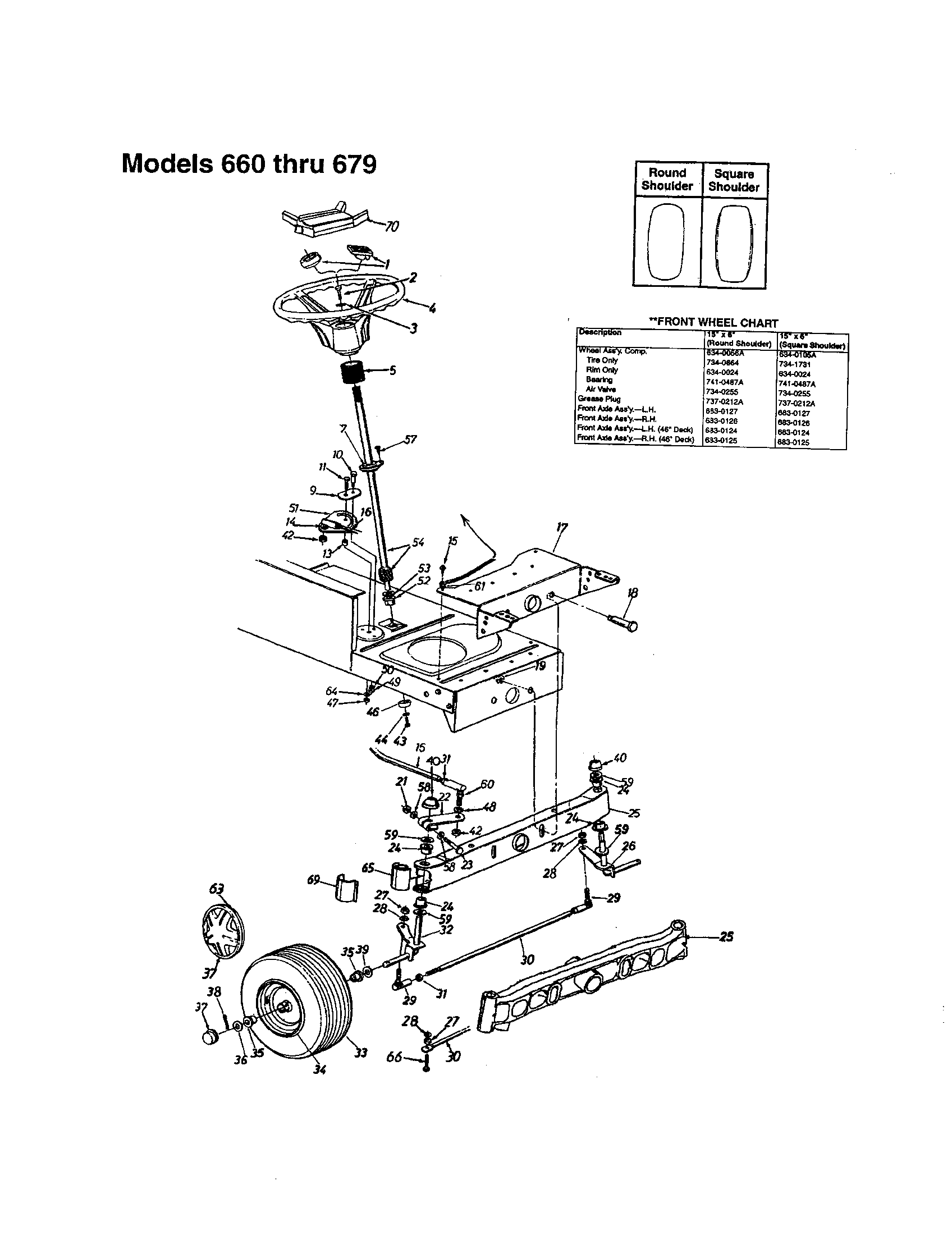 MTD 660 THRU 679 steering assembly diagram