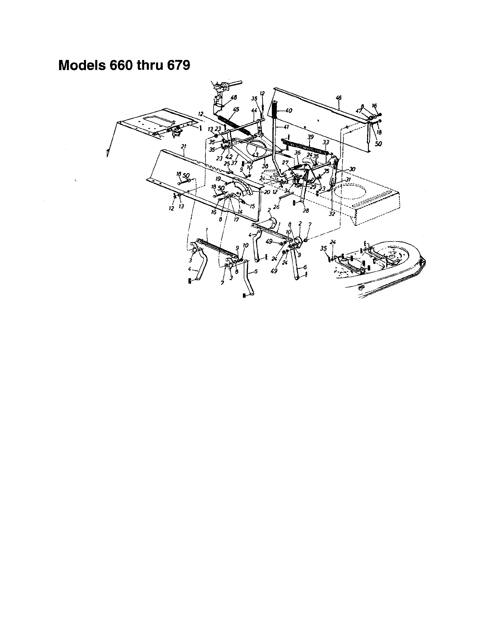 MTD 660 THRU 679 upper frame diagram