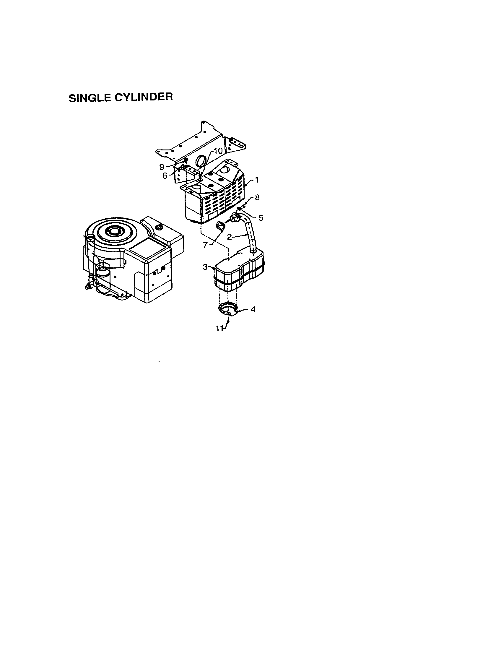 MTD 660 THRU 679 muffler bracket/muffler diagram