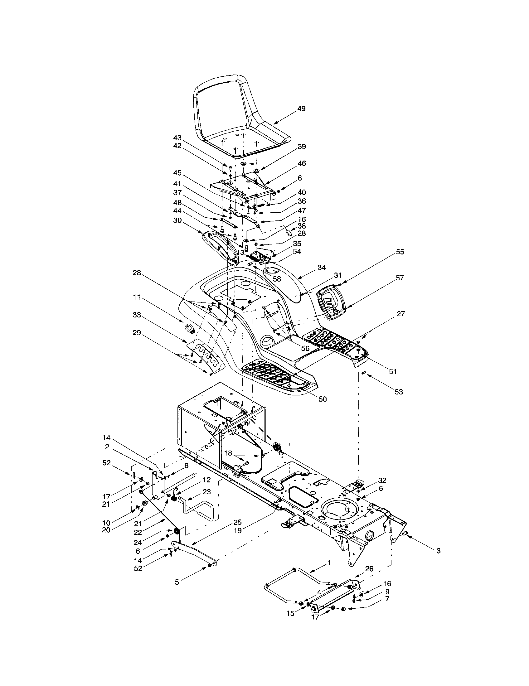 Troybilt 14AB809H063 seat and fender diagram