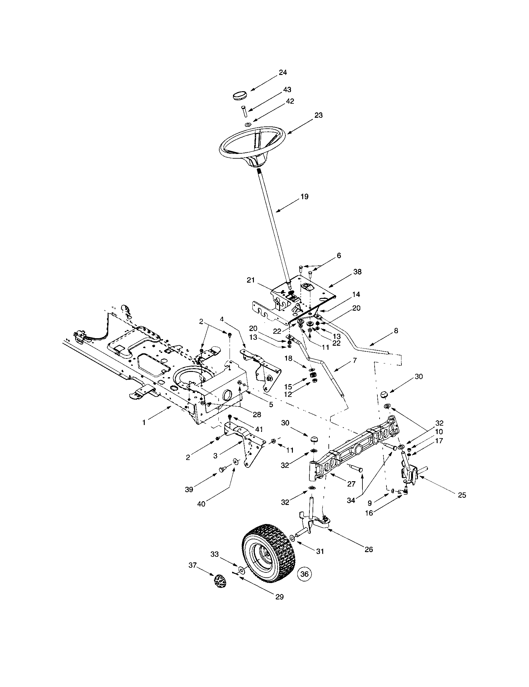 Troybilt 14AB809H063 steering assembly diagram