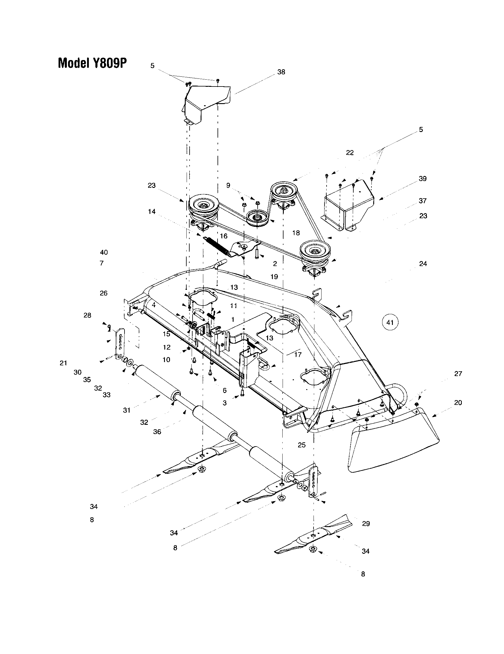 Troybilt 14AB809H063 50" deck shell - y809p diagram