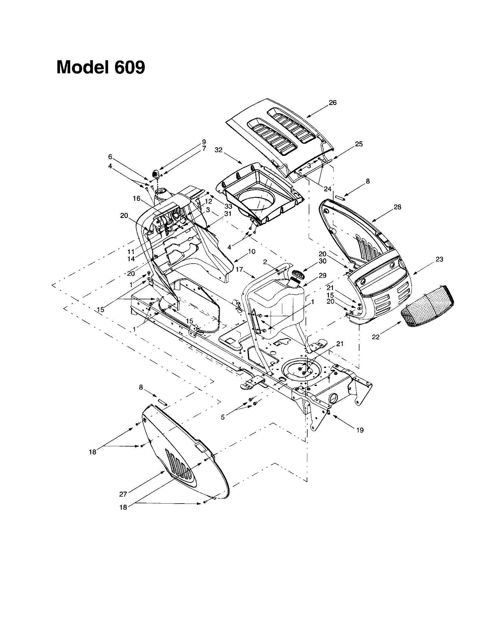 MTD 609 hood/grille - 609 diagram