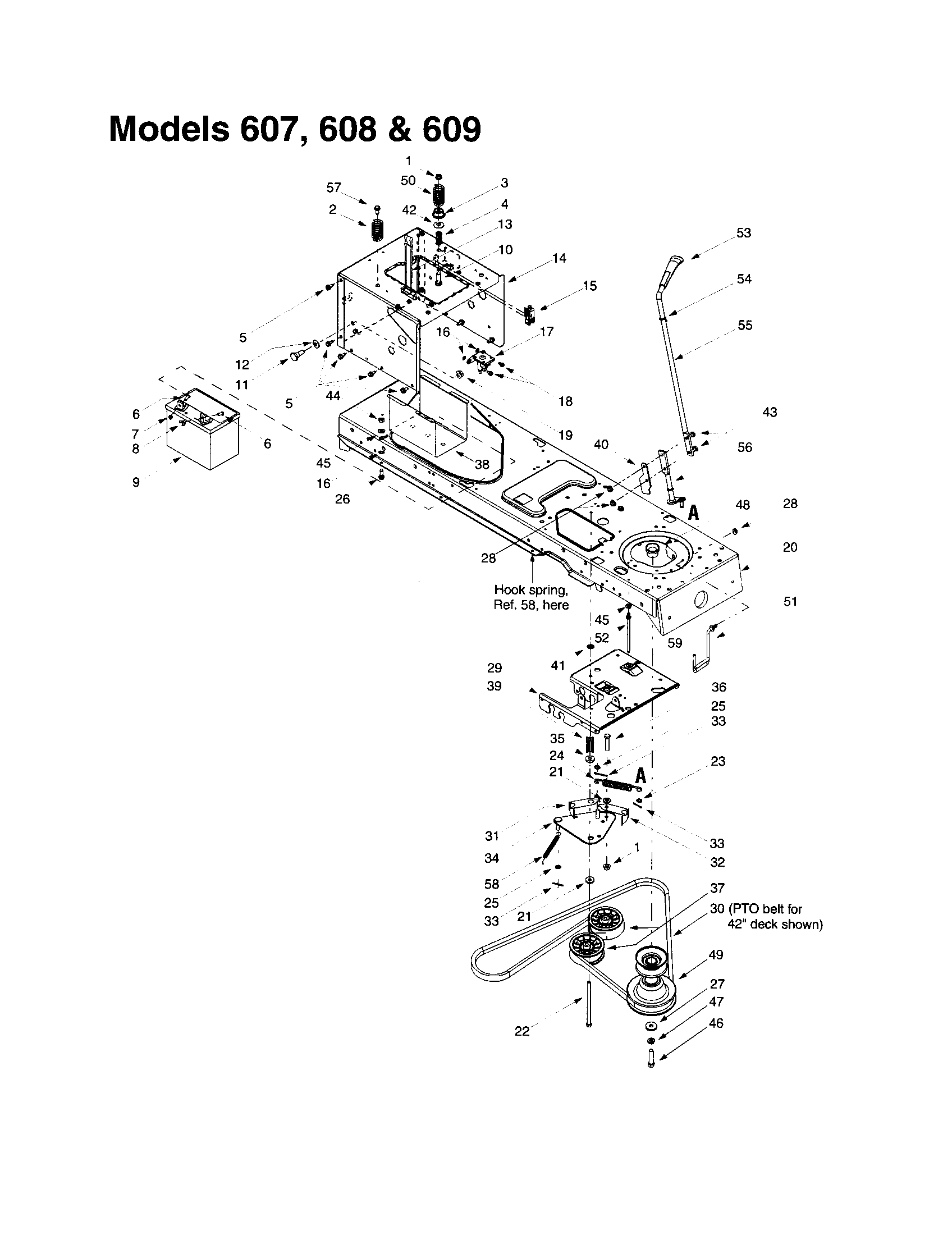 MTD 609 lower frame assembly diagram