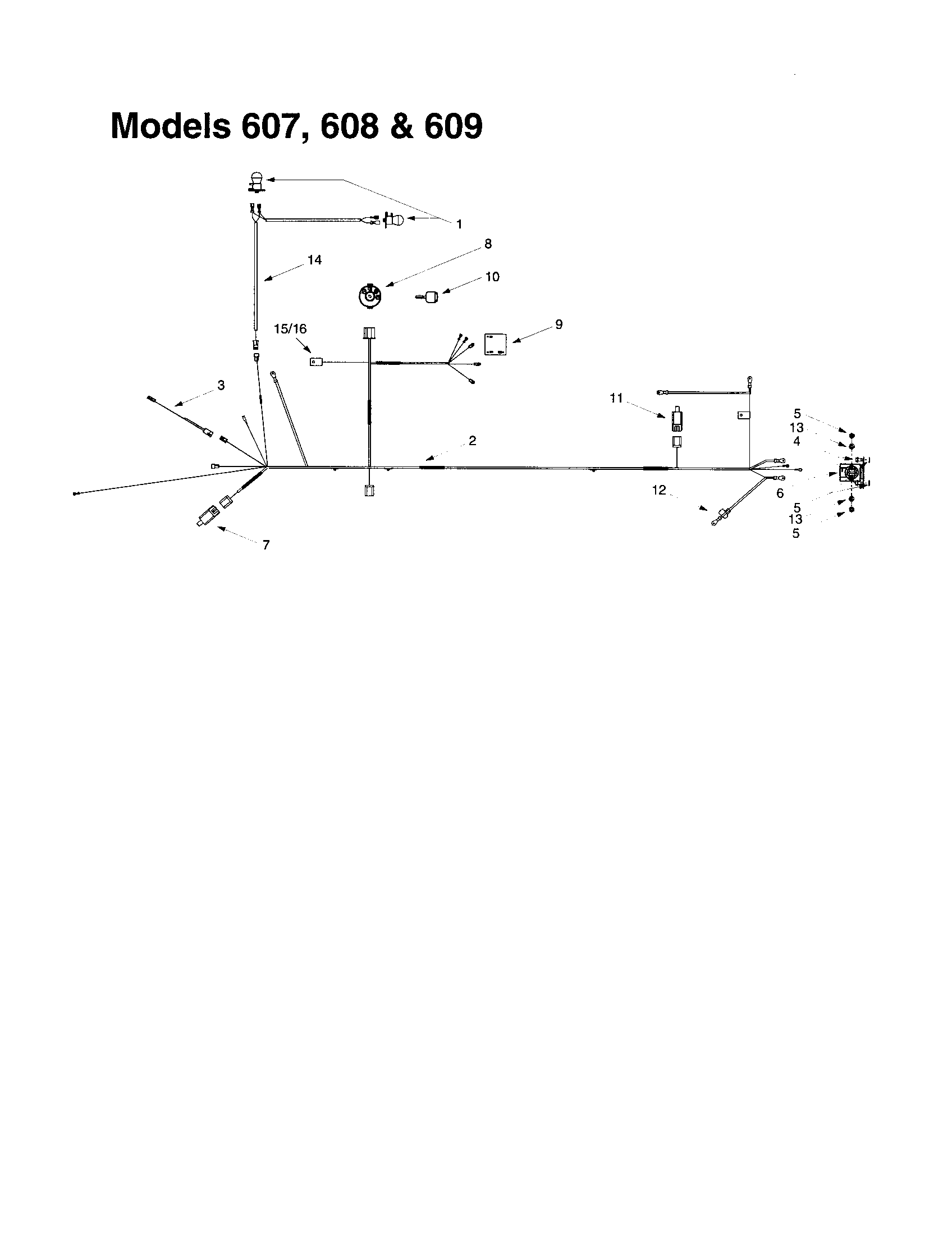 MTD 609 bulb/socket headlight assembly diagram