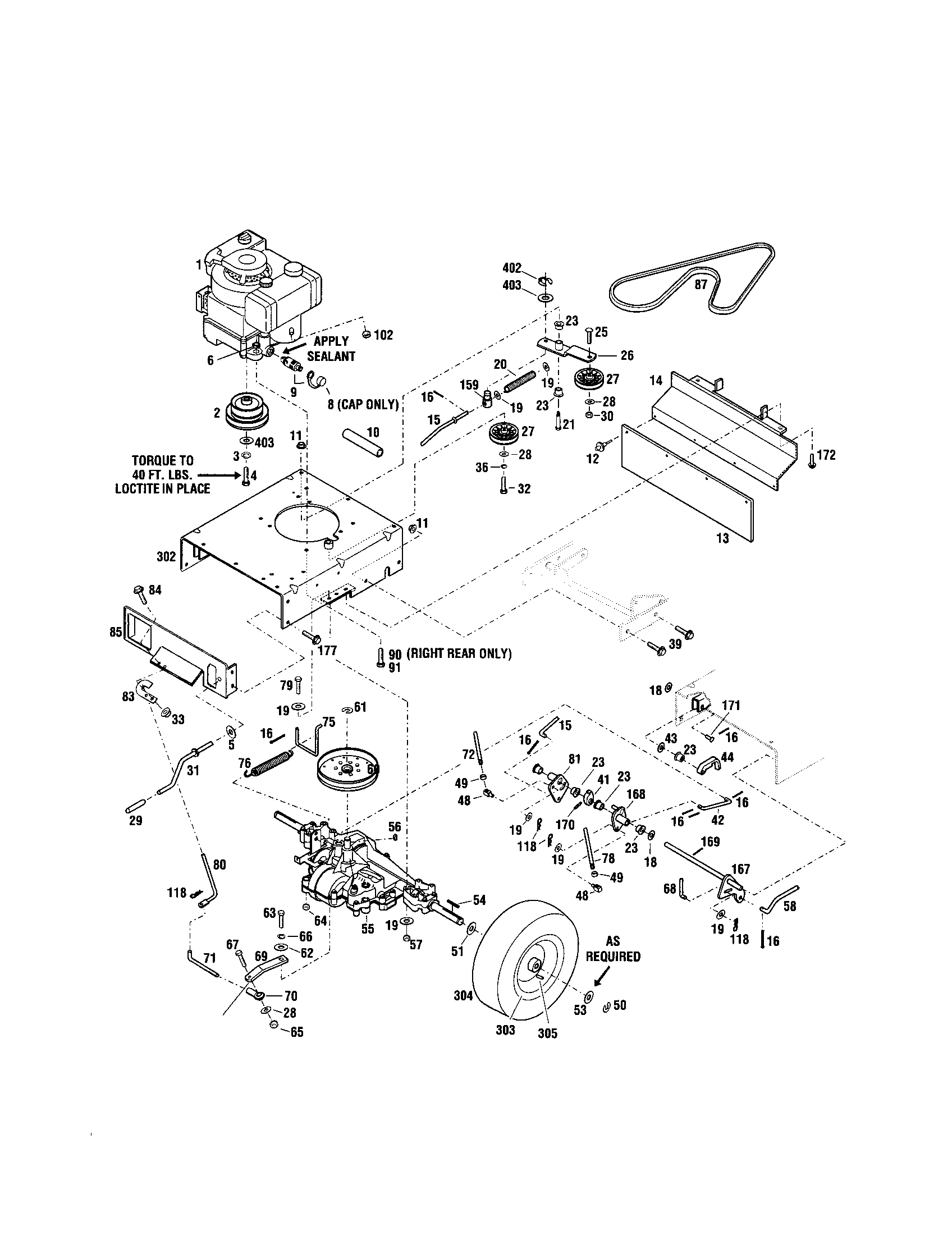 Troybilt 12AF753B063 drive assembly diagram