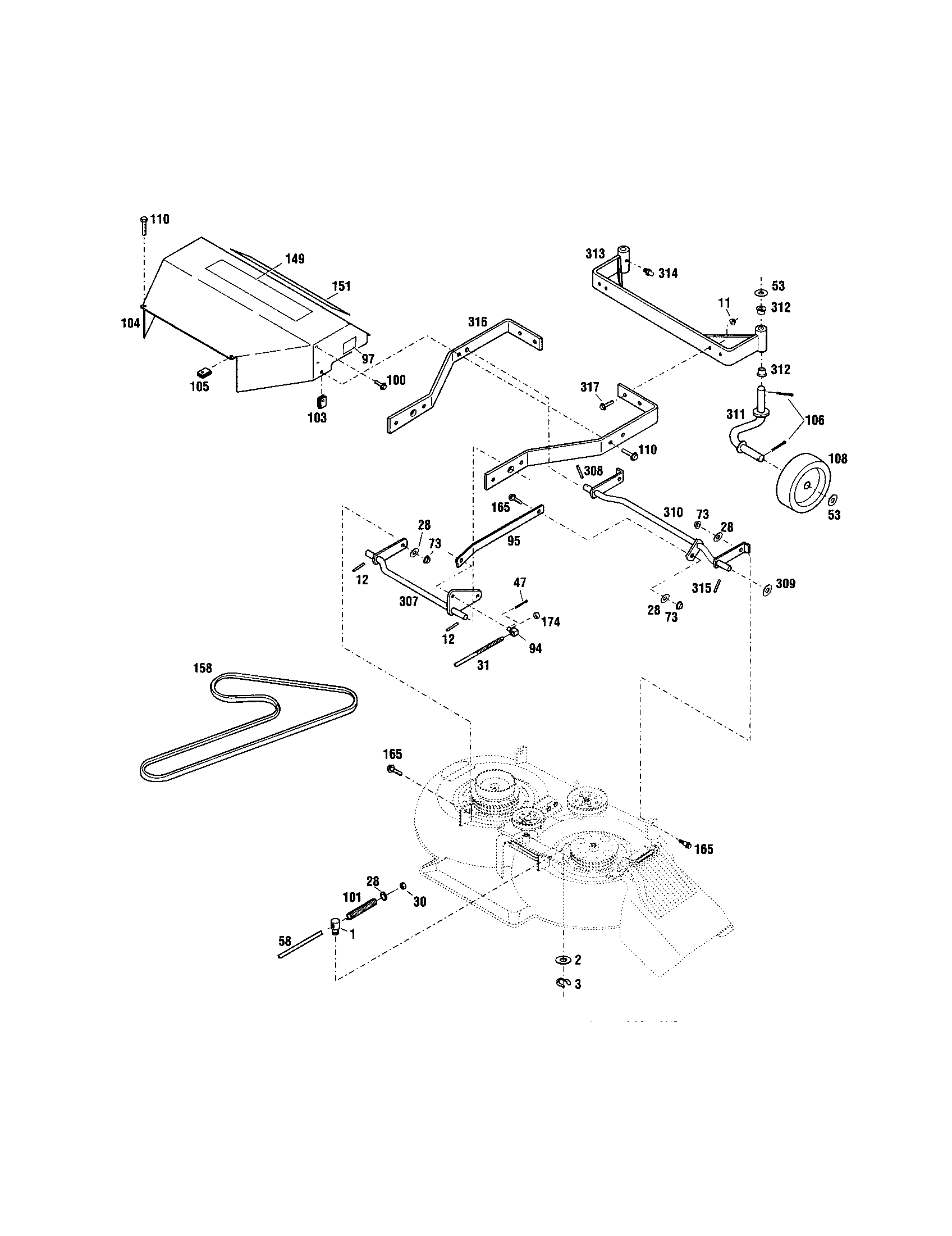 Troybilt 12AF753B063 front frame assembly diagram