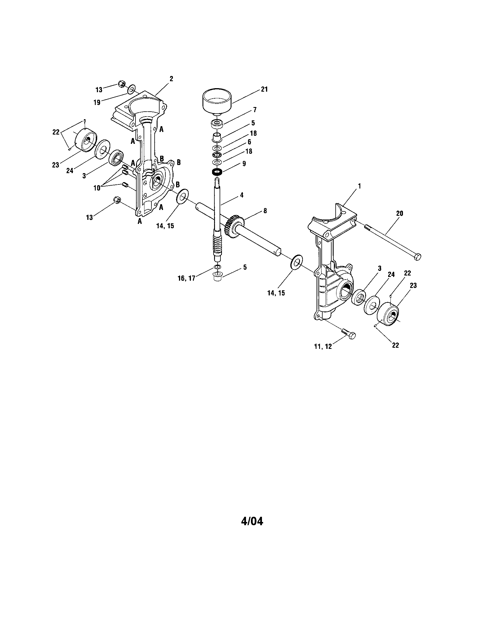 Troybilt 21A-128T063 transmission case diagram