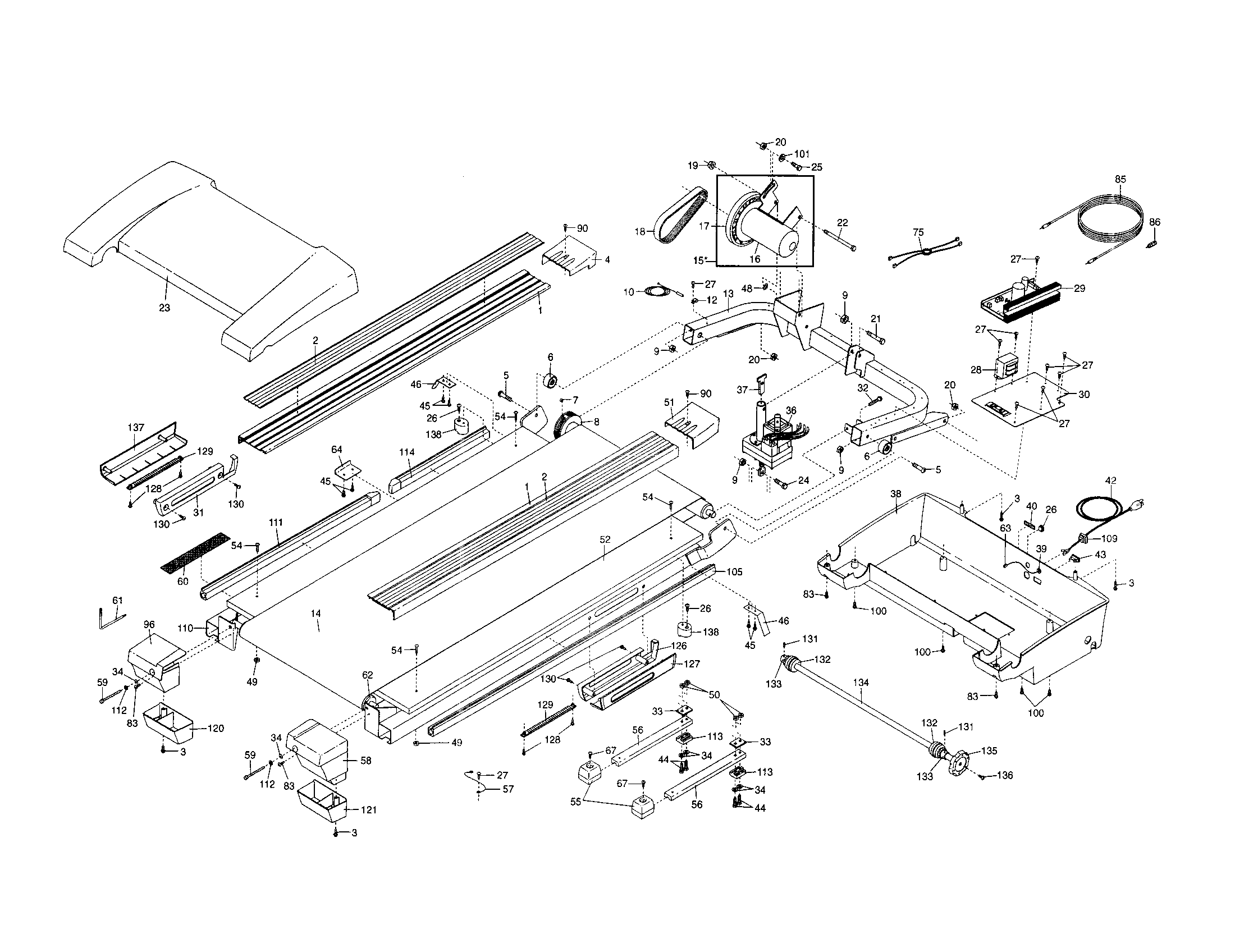 NordicTrack 831294994 walking belt/motor hood/motor diagram