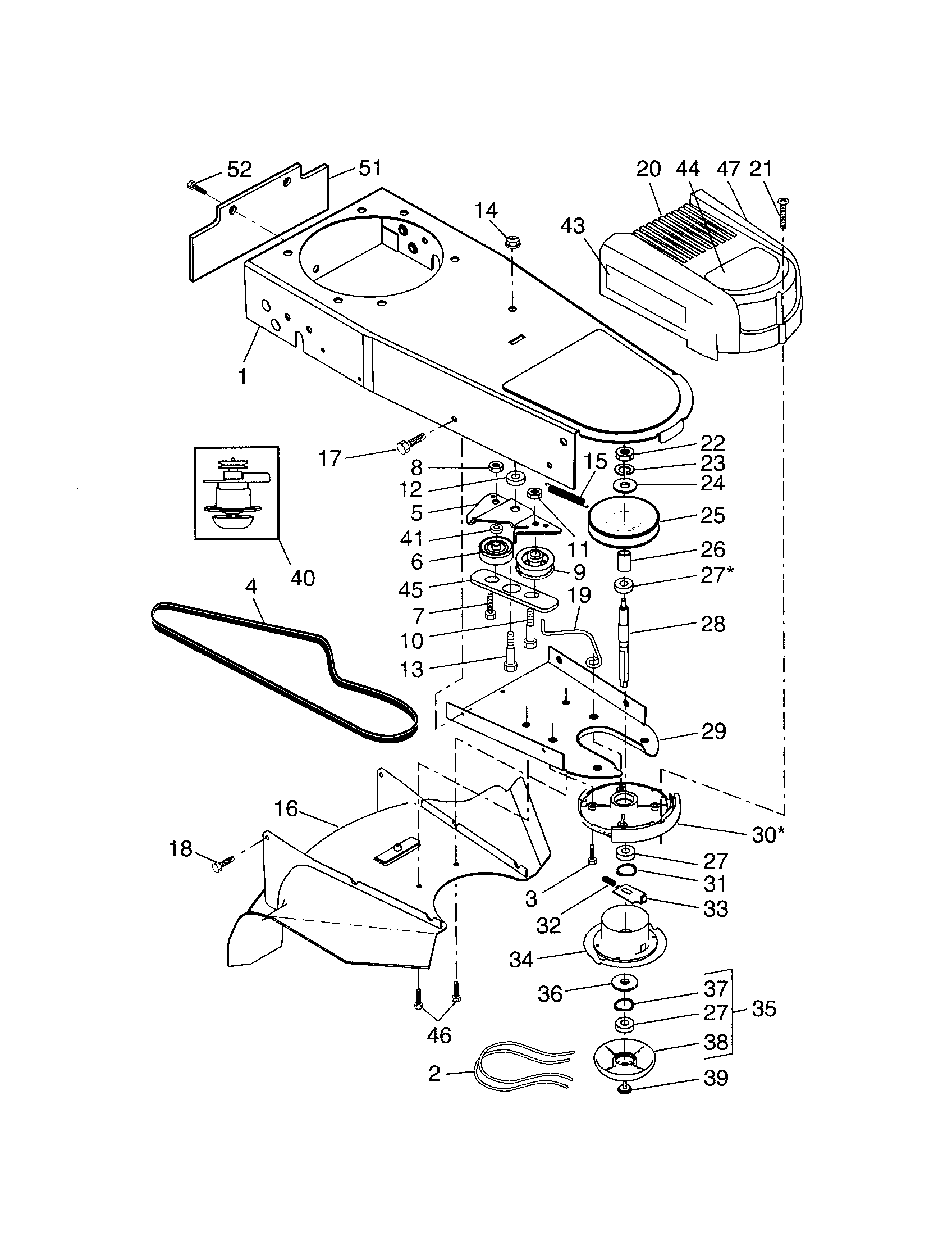 Craftsman 917773706 chassis/belt/cover diagram