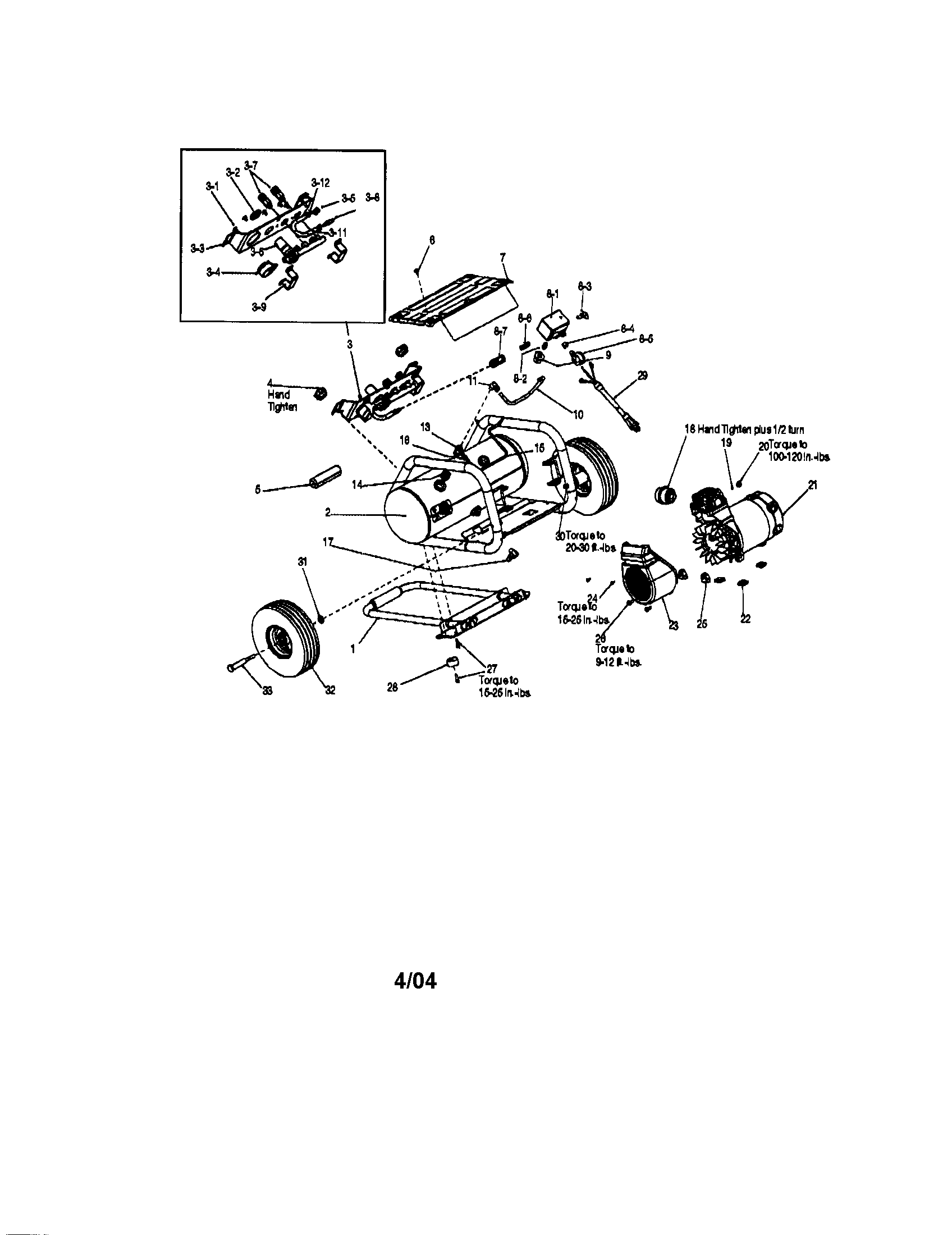 Porter Cable C3151 tank/wheels/drain valve diagram