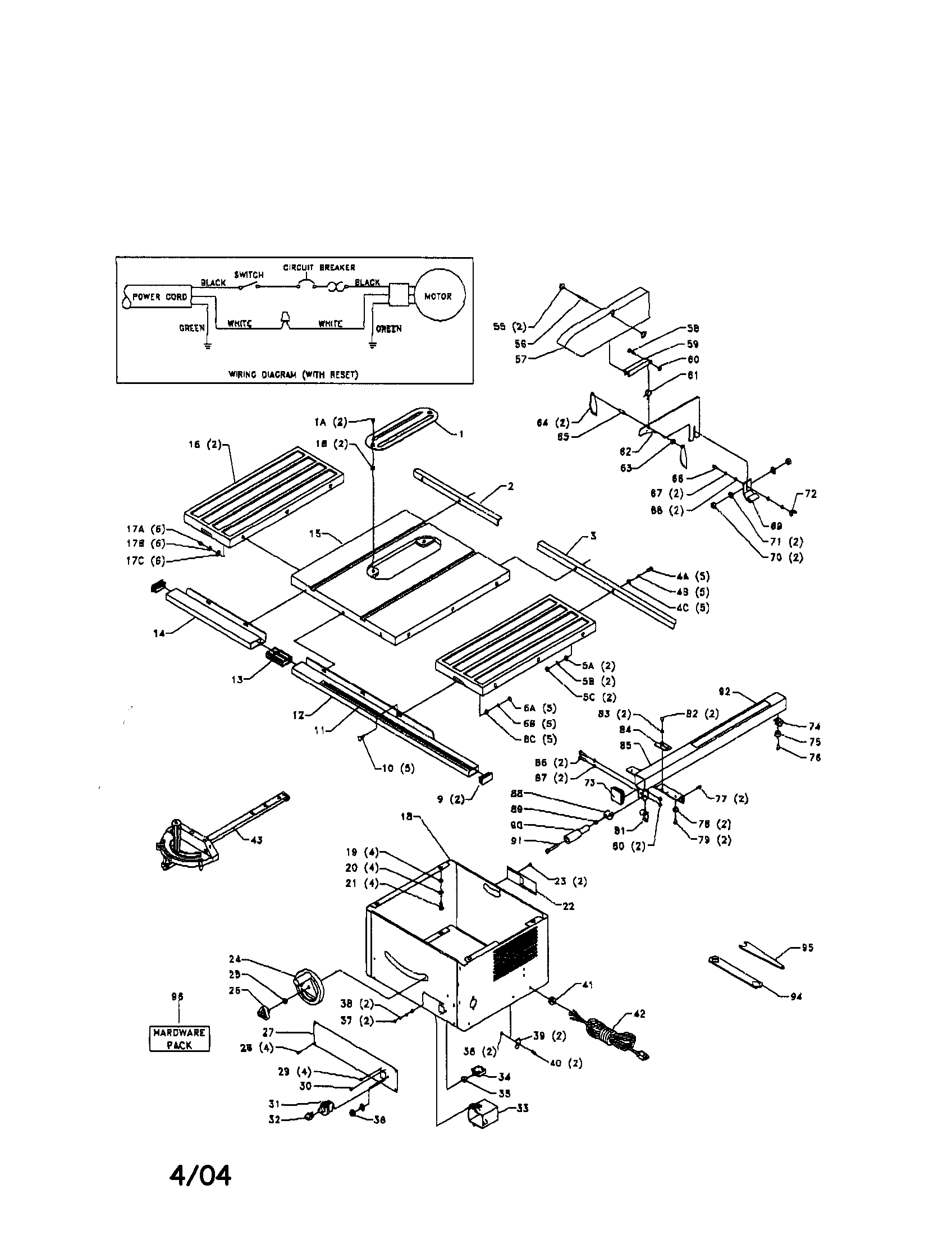 Delta TS300 table and cabinet diagram