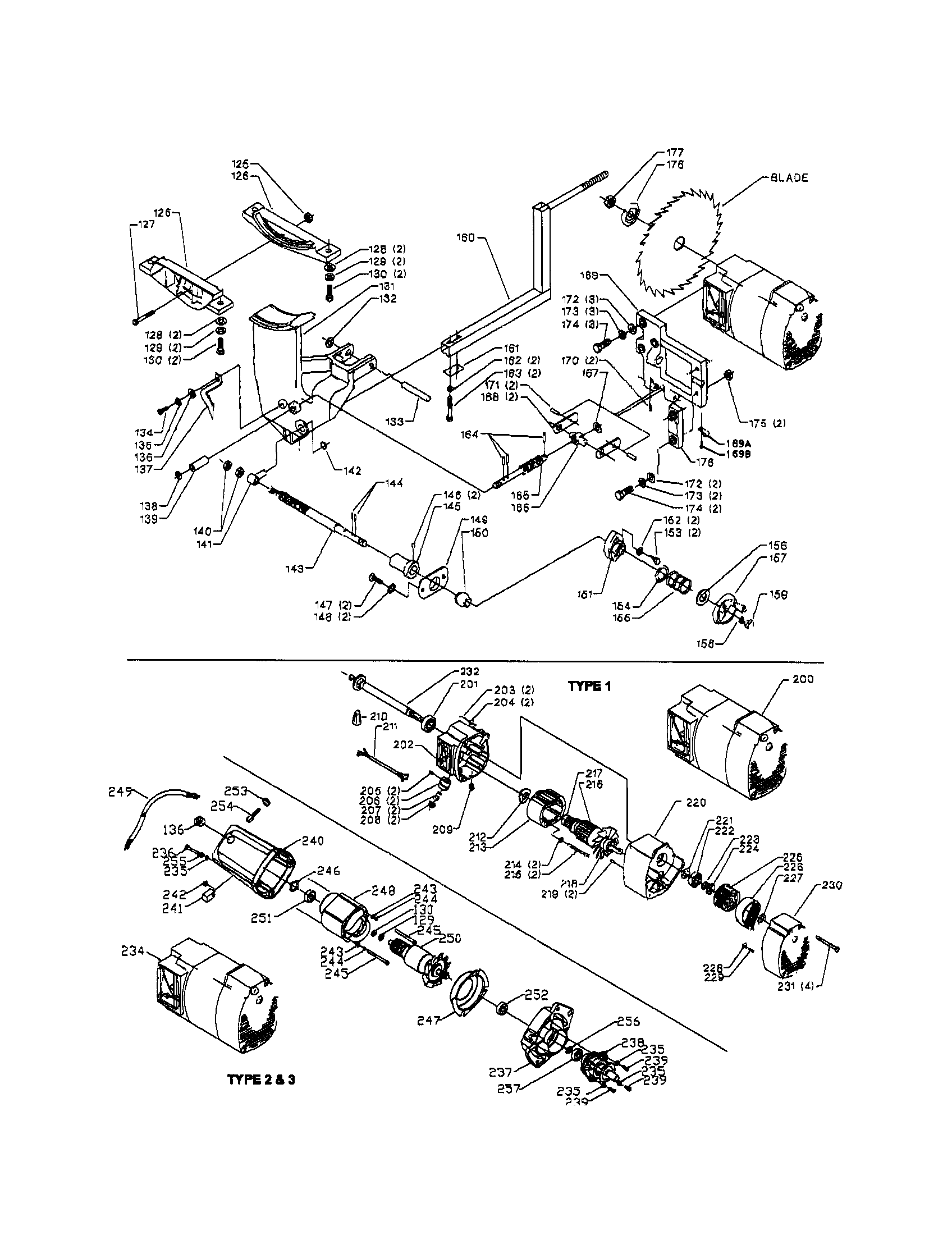 Delta TS300 blade/motor/shaft diagram