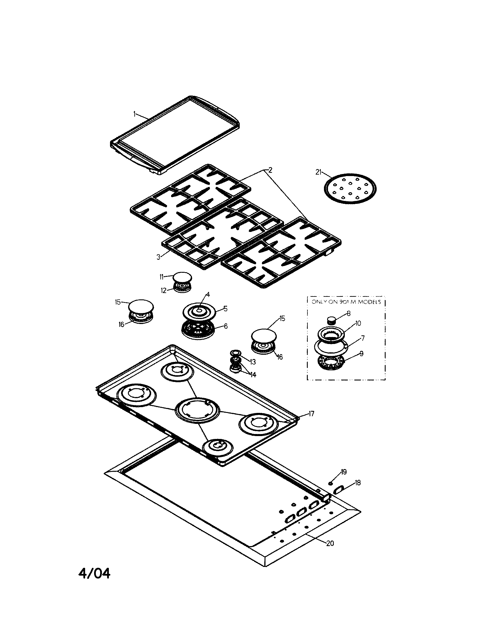 Fisher & Paykel GC901 hob top - gc901m diagram