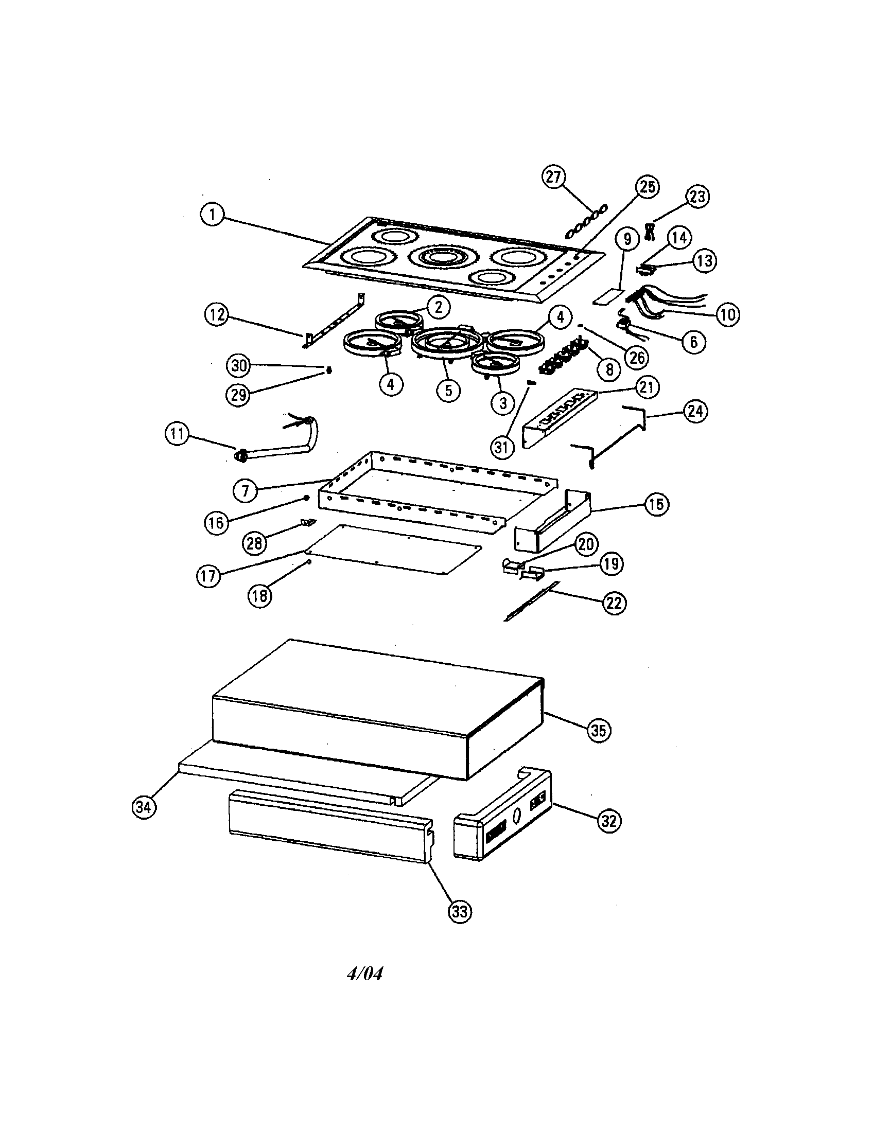 Fisher & Paykel CE901 cooktop assembly ce901 diagram