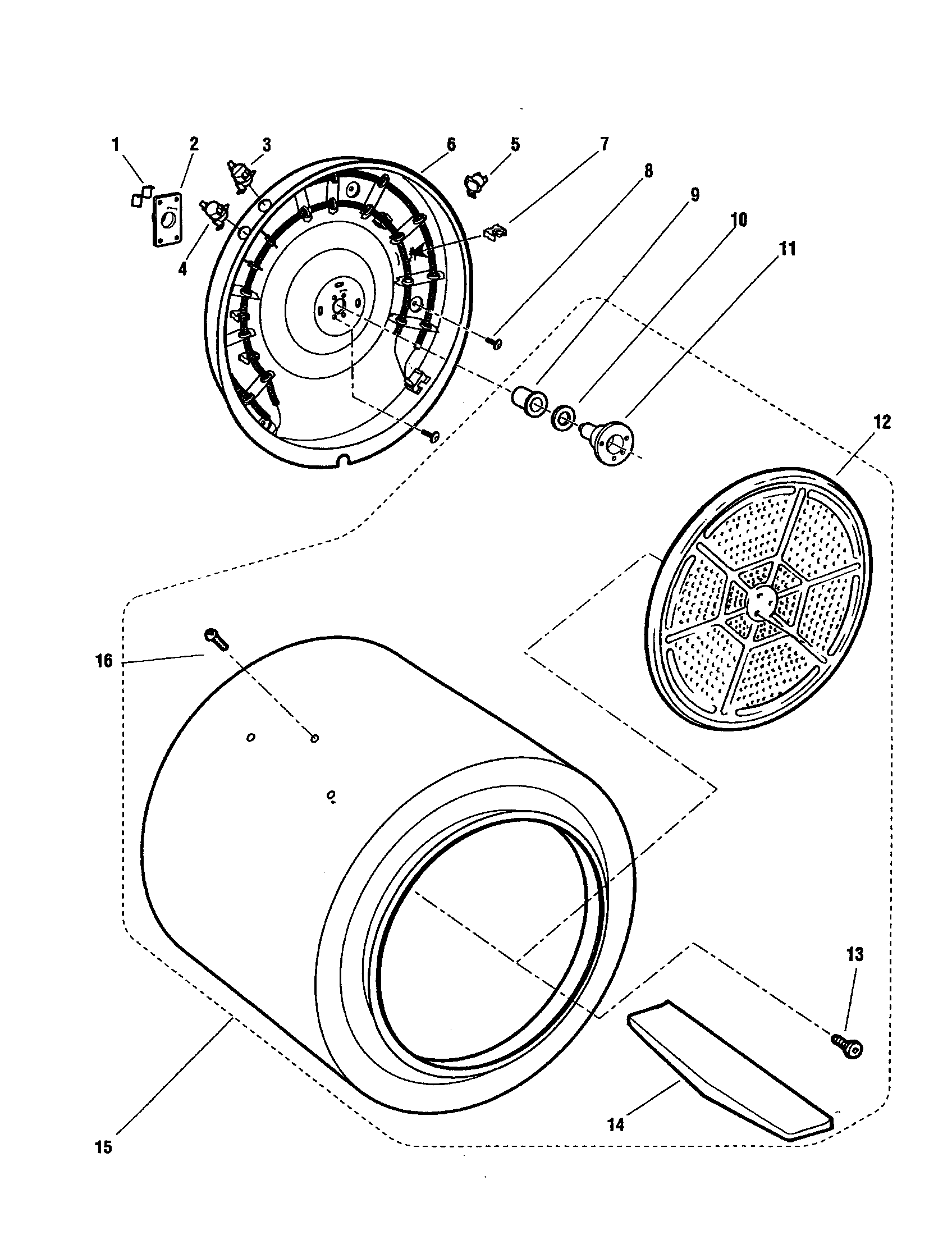 Fisher & Paykel DE05-US1 drum and heater - de05-us1 diagram
