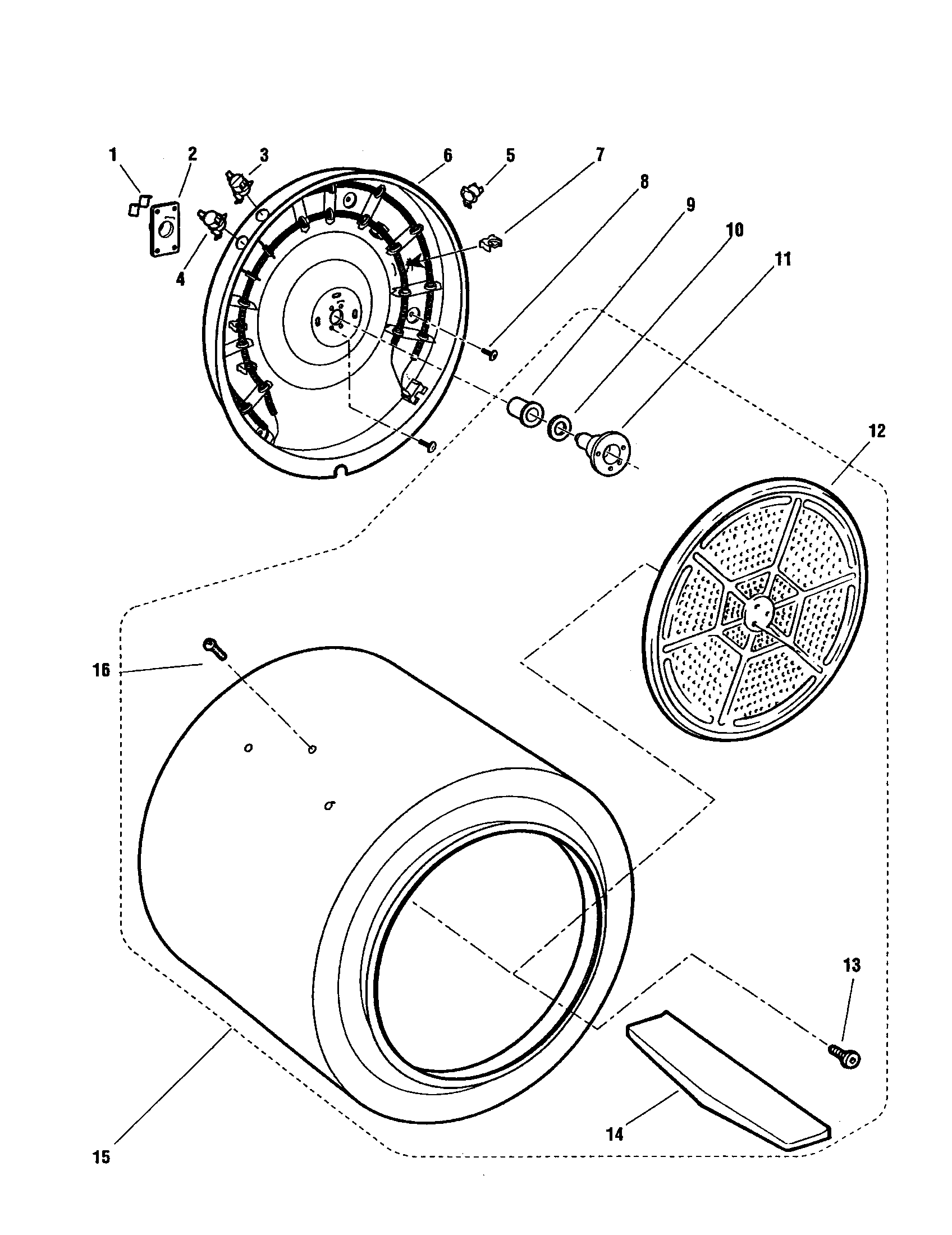 Fisher & Paykel DG05-US0 drum and heater diagram
