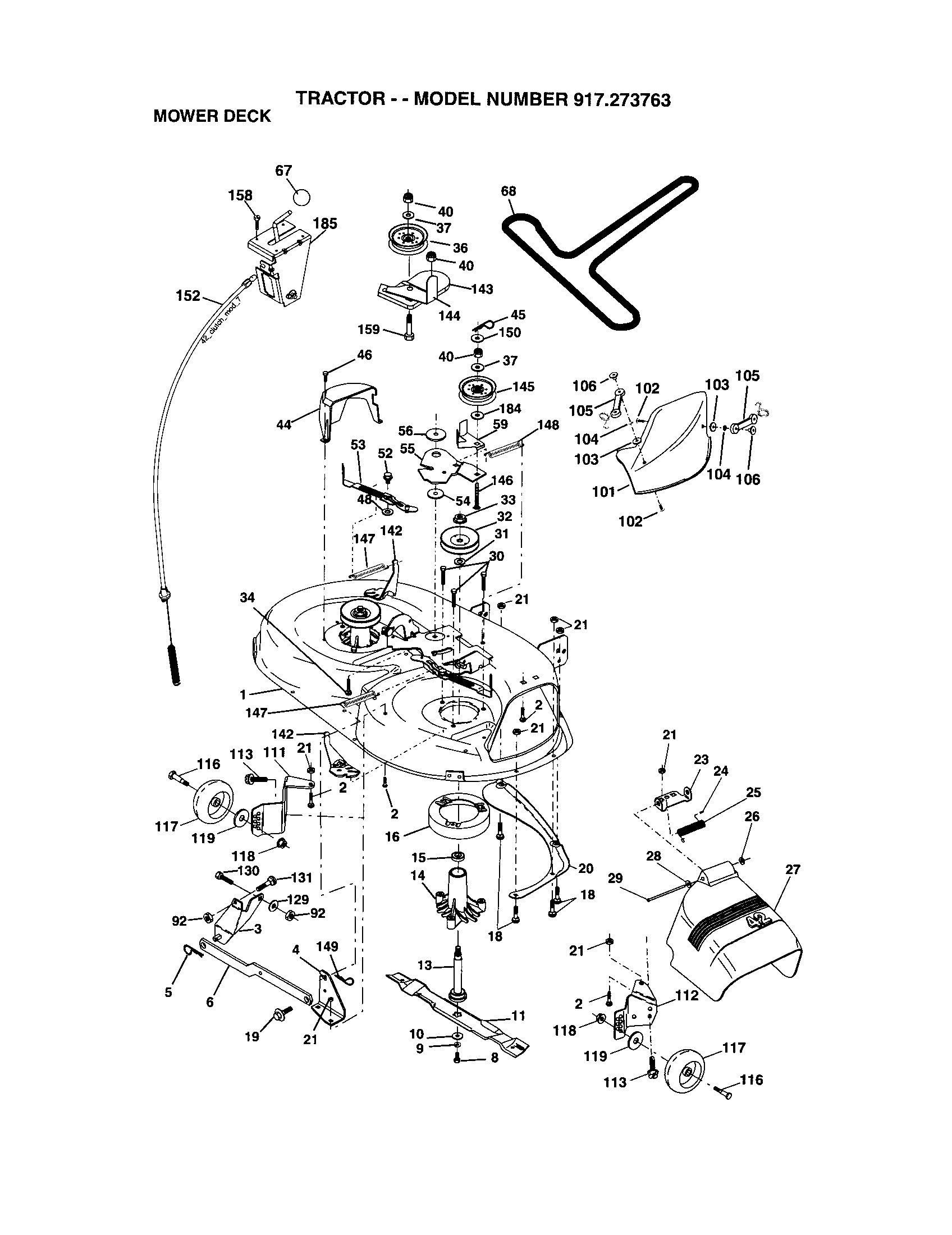 Craftsman 917273763 mower deck diagram