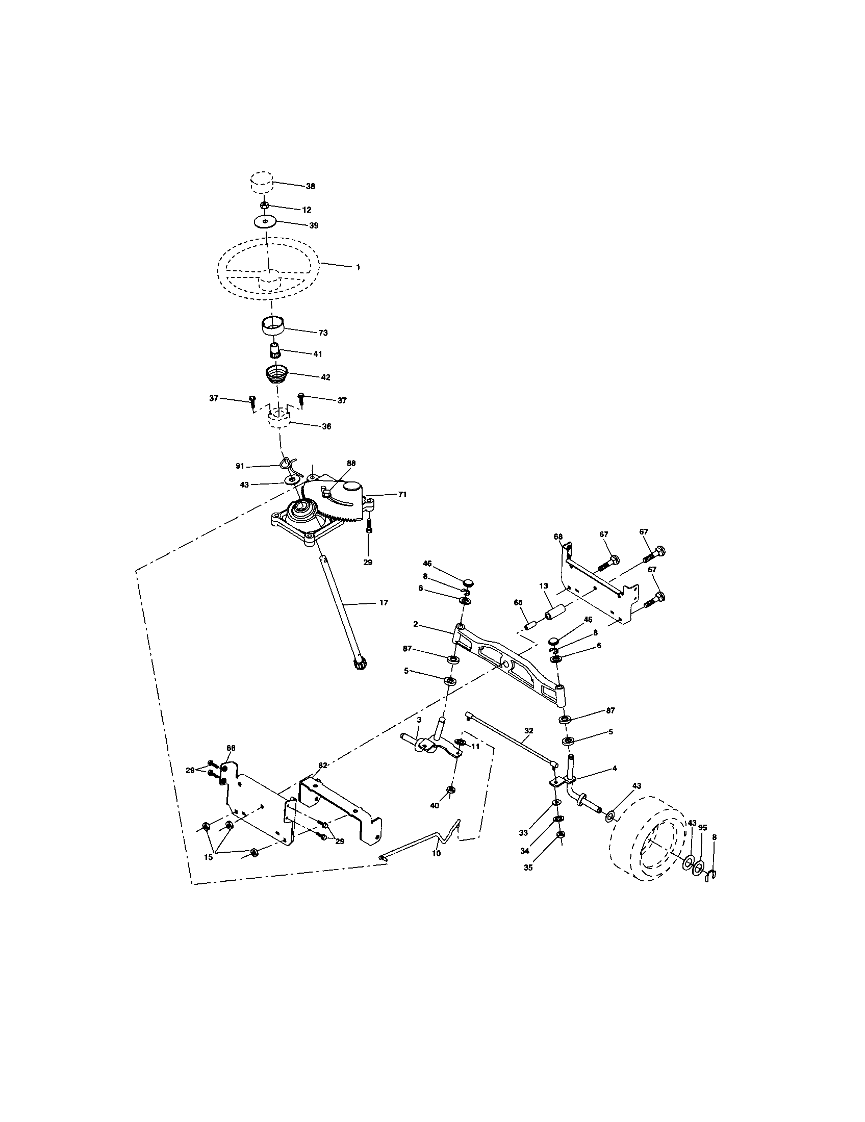 Craftsman 917273645 steering assembly diagram