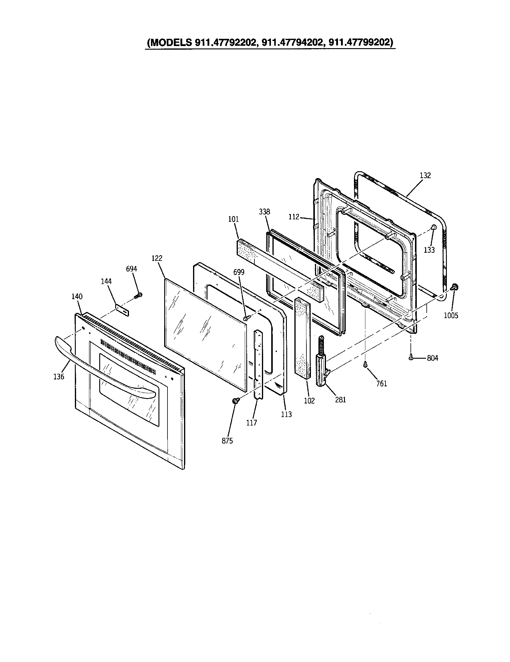 Kenmore 91147792202 door - 911.47792202/4202/9202 diagram