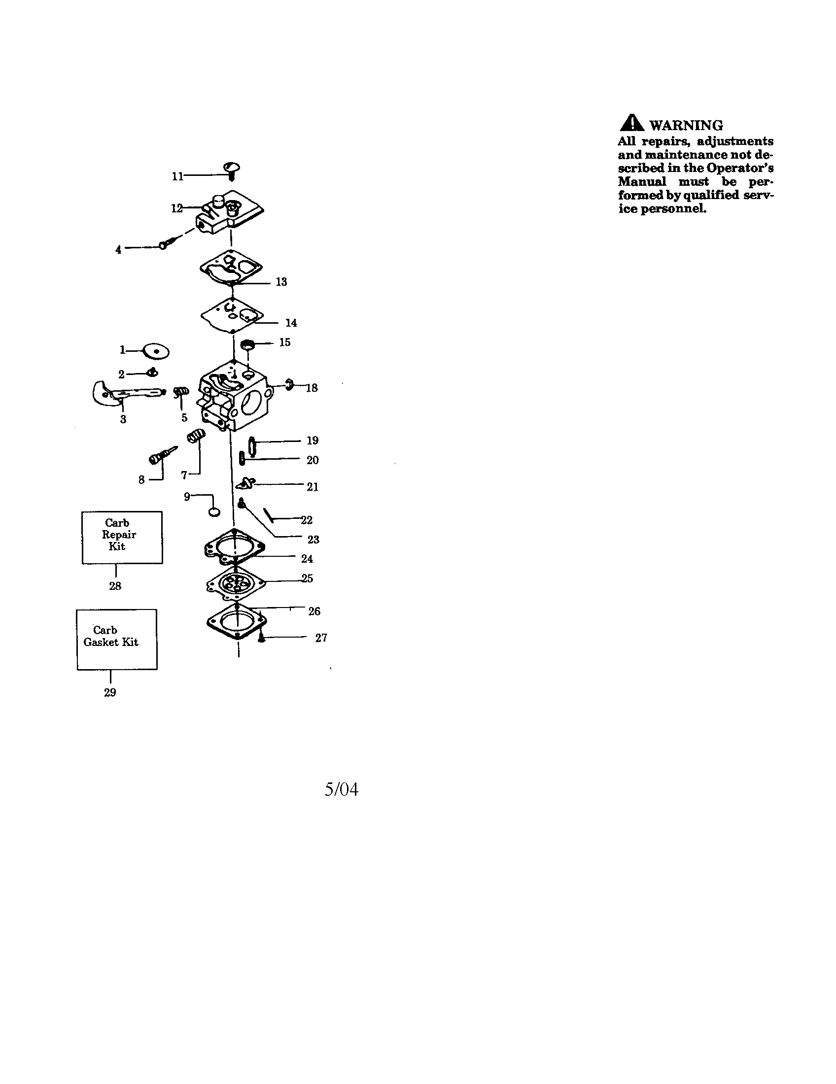 Weed Eater 1960 carburetor diagram