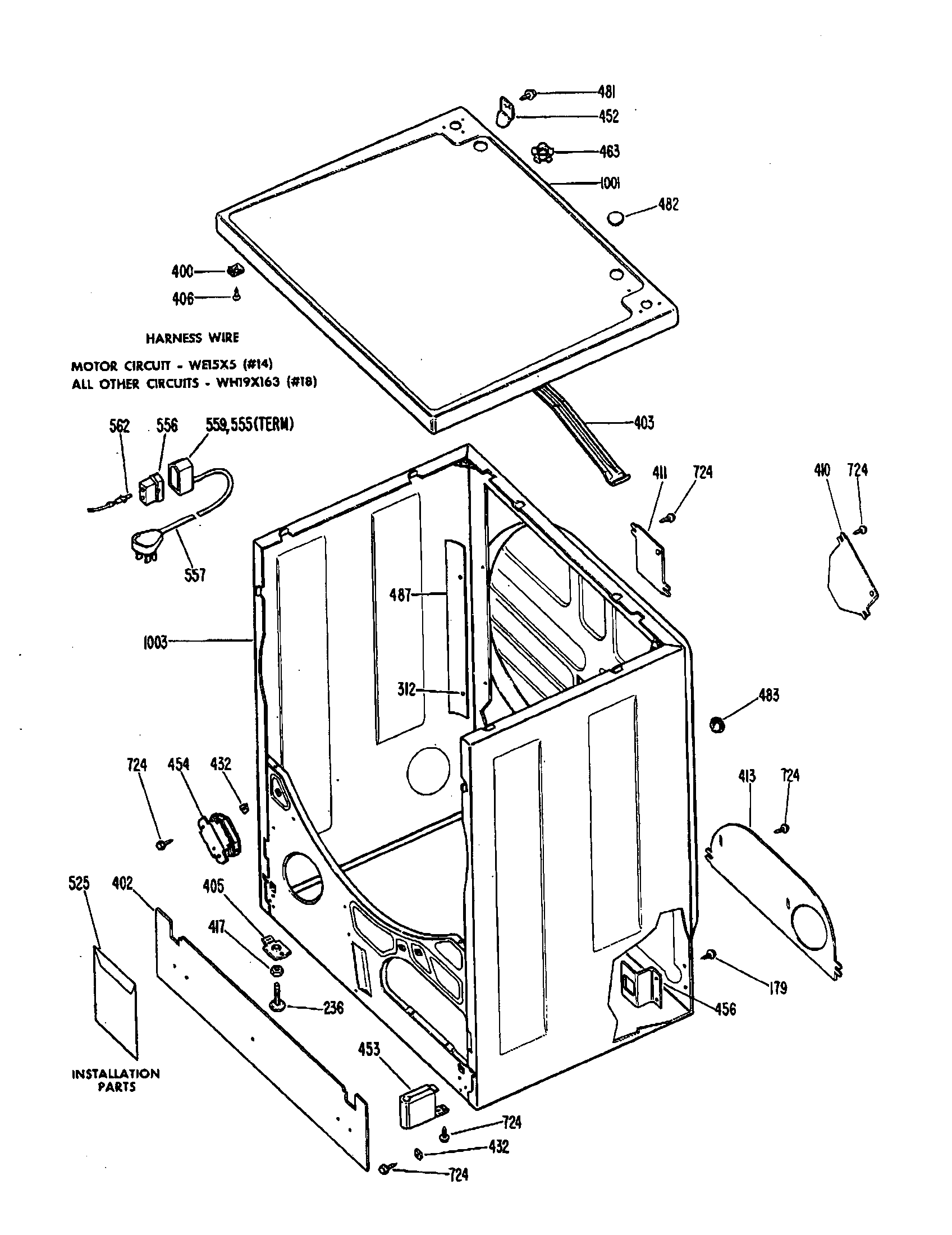 Hotpoint DLL2880DBL cabinet assembly diagram