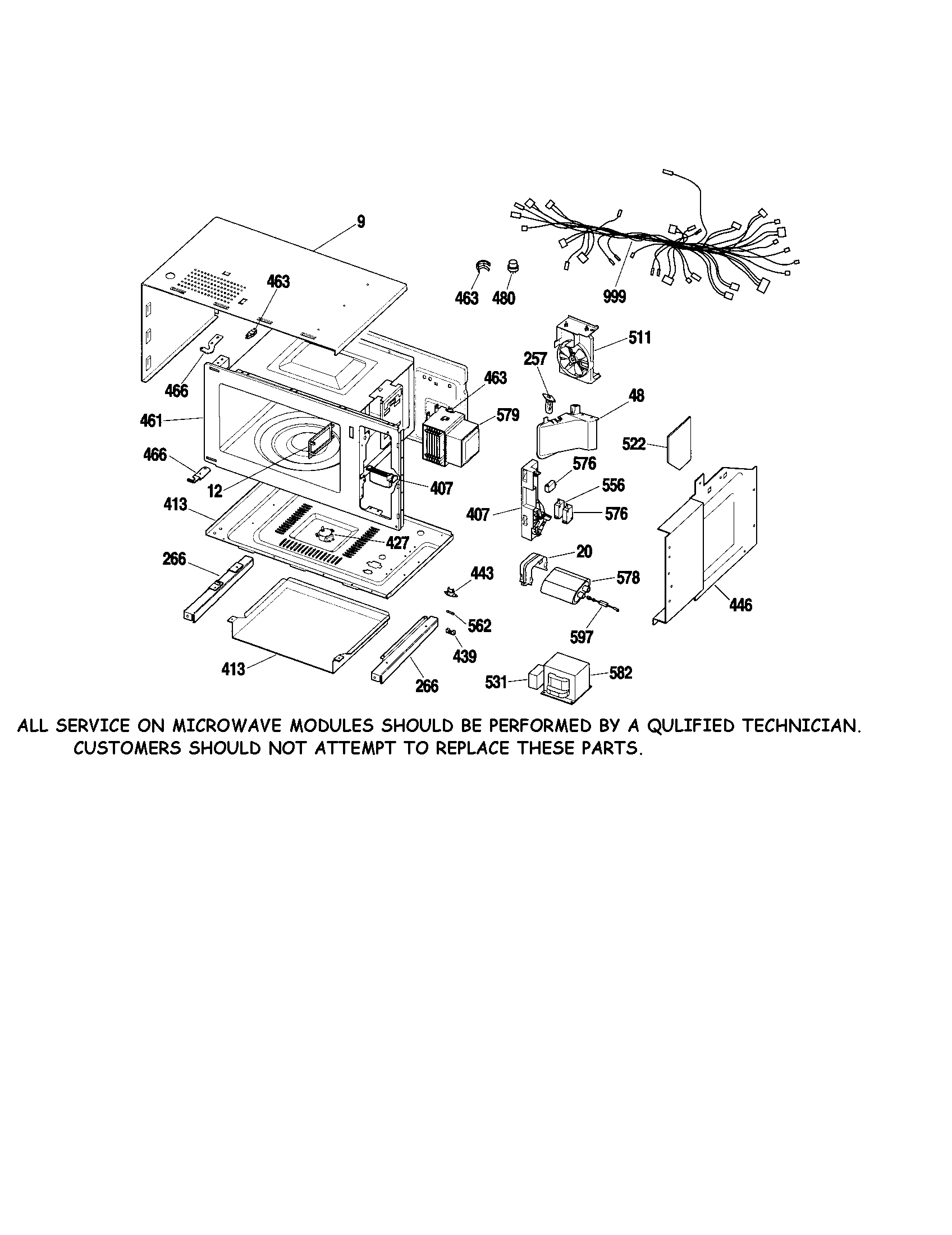 Kenmore 91147799201 microwave body diagram