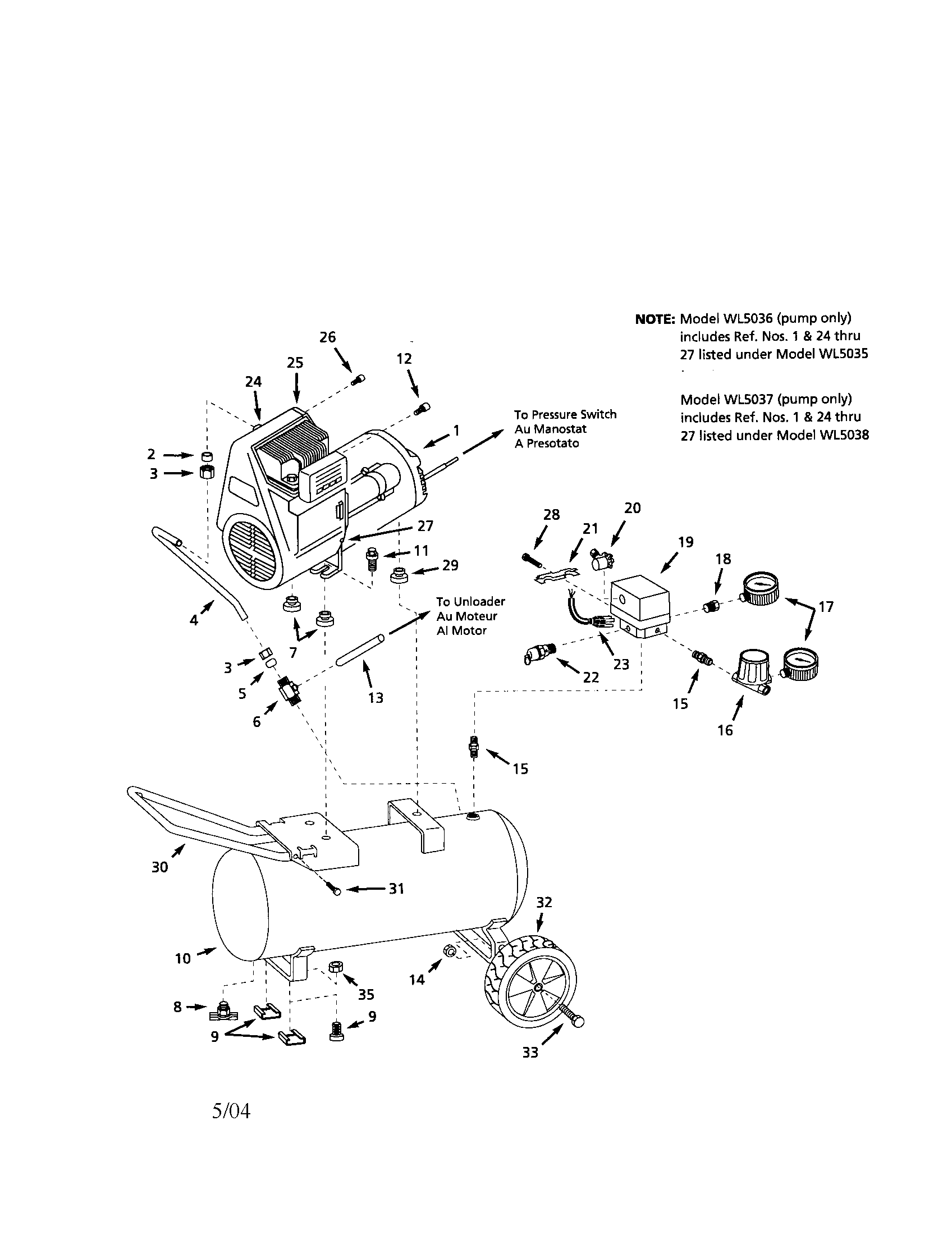 Campbell Hausfeld WL604102 air compressor diagram