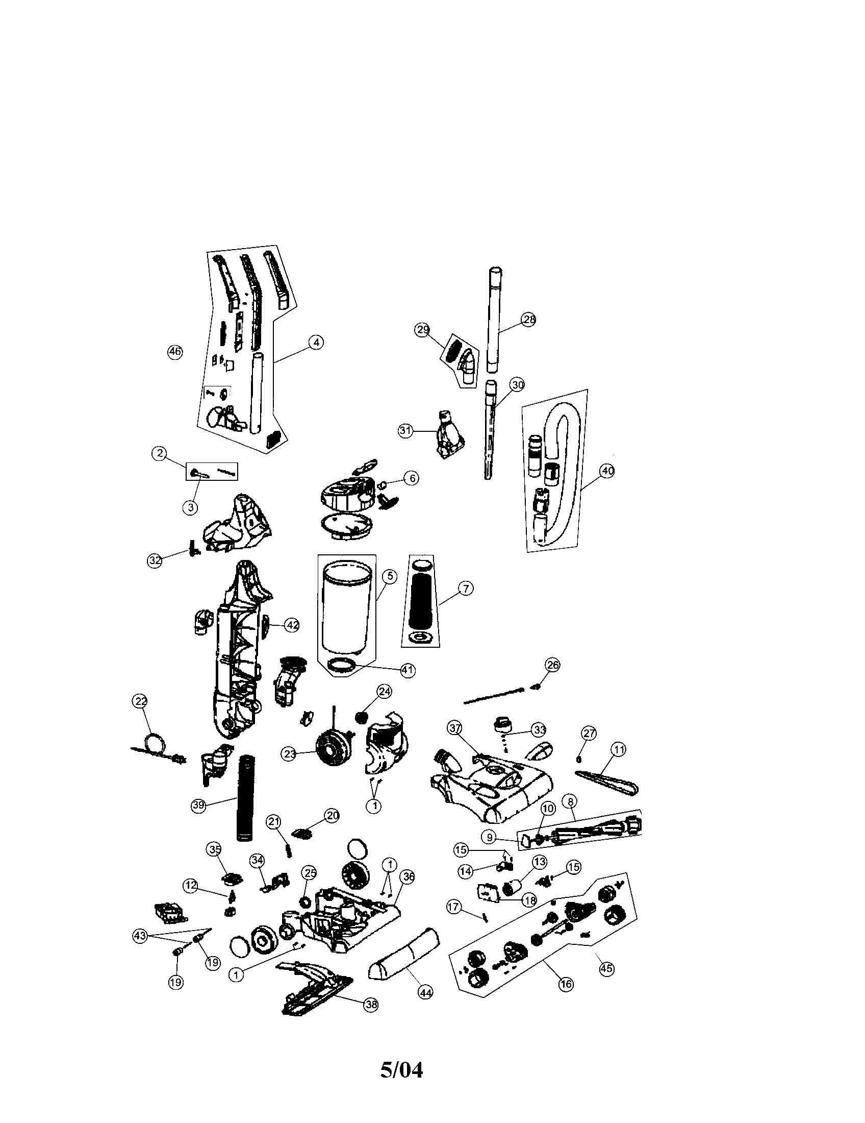 Dirt Devil 087600 upright vac assembly diagram