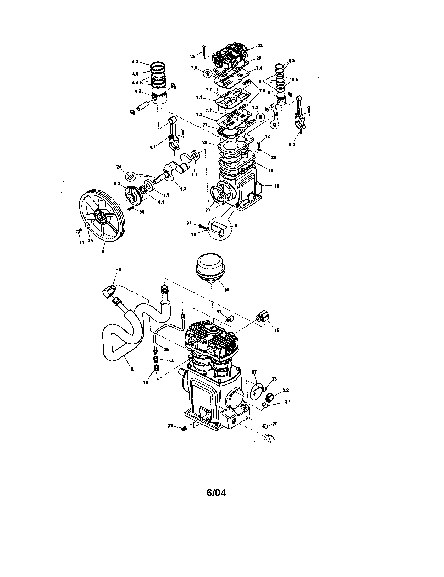 Ingersoll Rand TS4L5 crankshaft and cylinder diagram