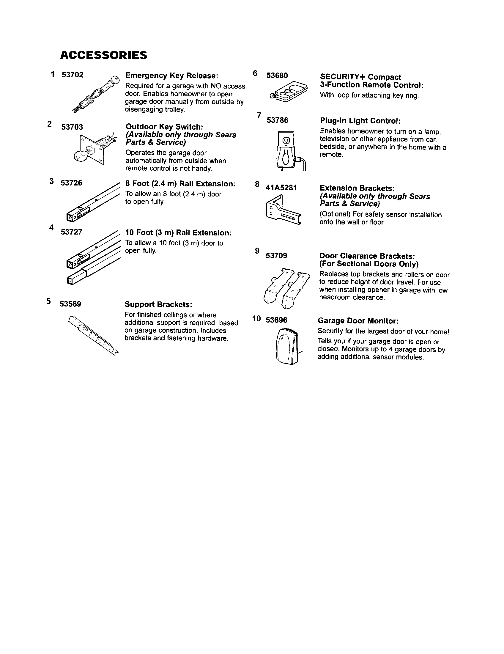Craftsman 13953989 accessories diagram