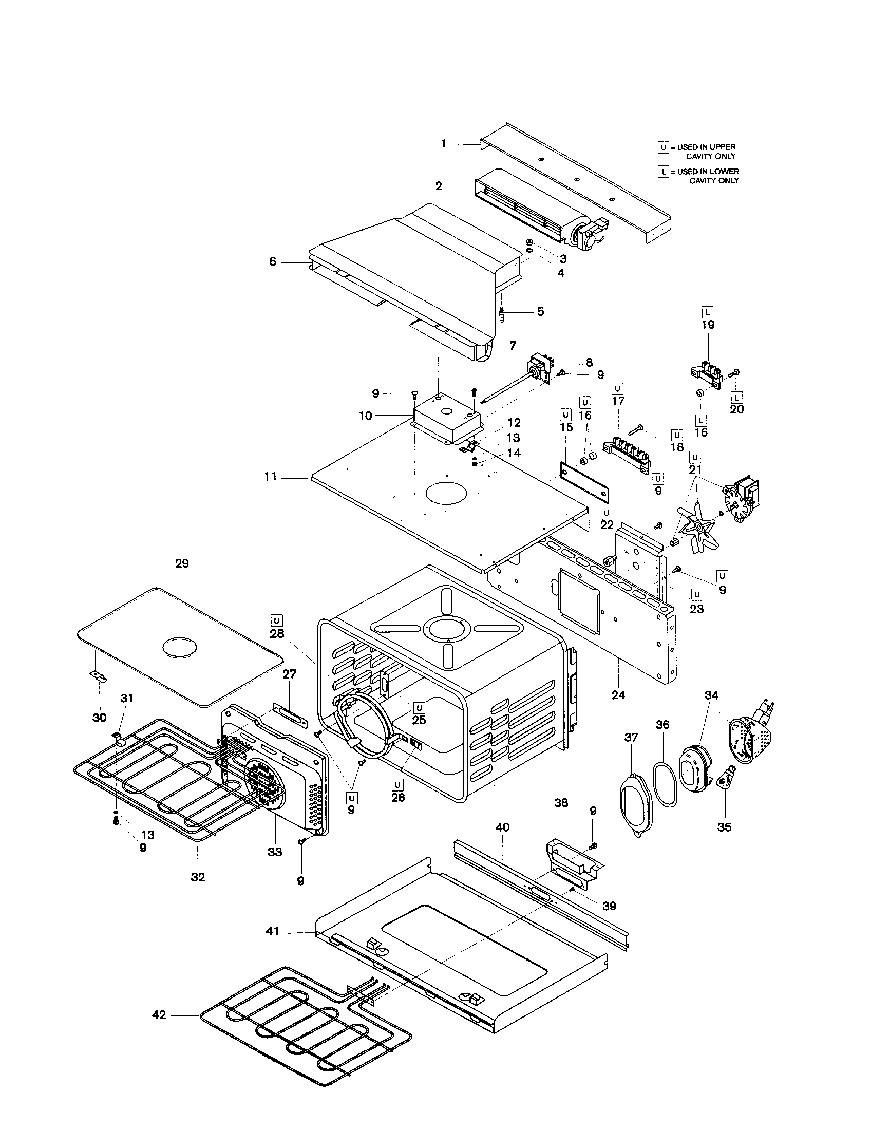 Bosch HBL555AUC cavity, upper and lower diagram