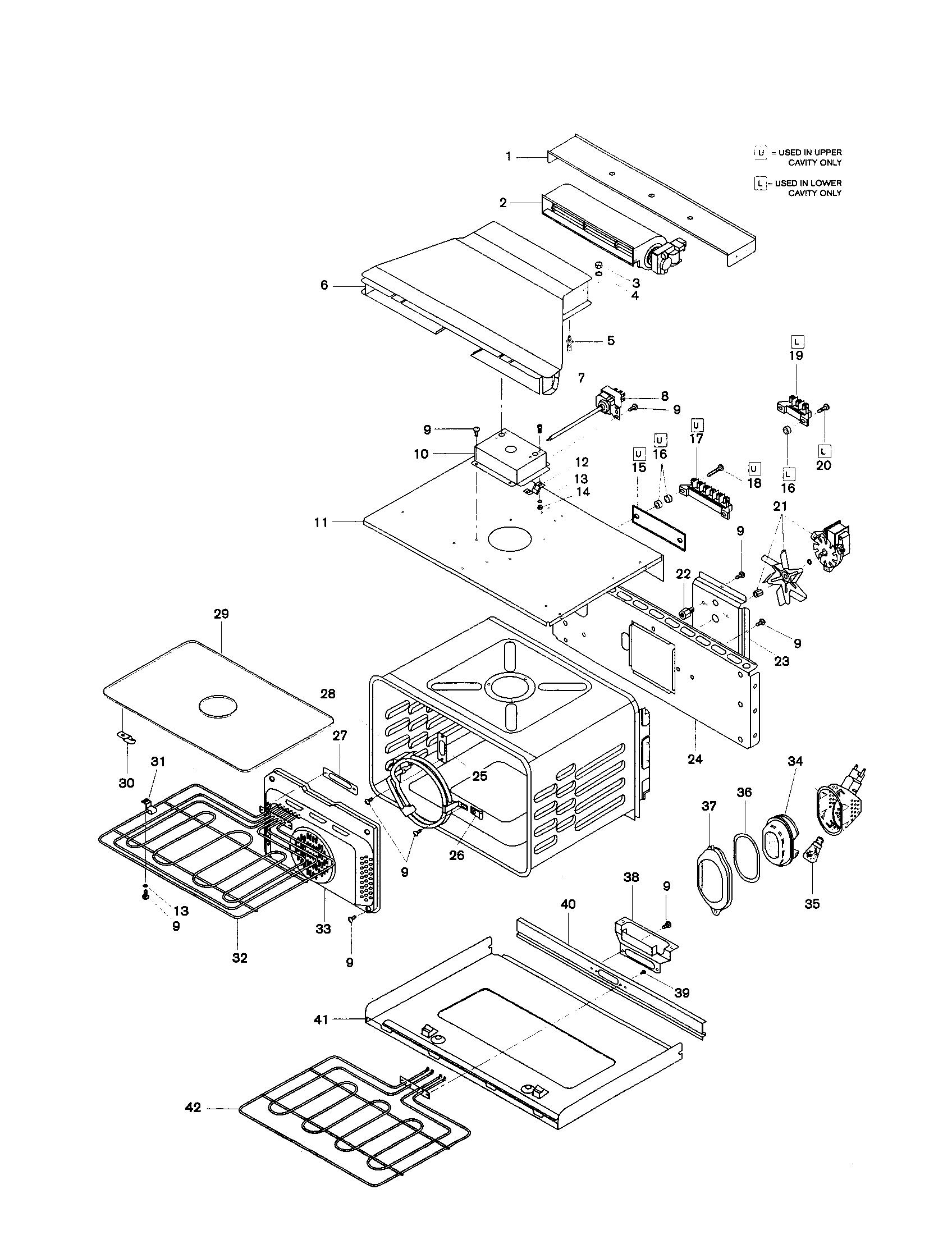 Bosch HBL565AUC cavity, upper and lower diagram