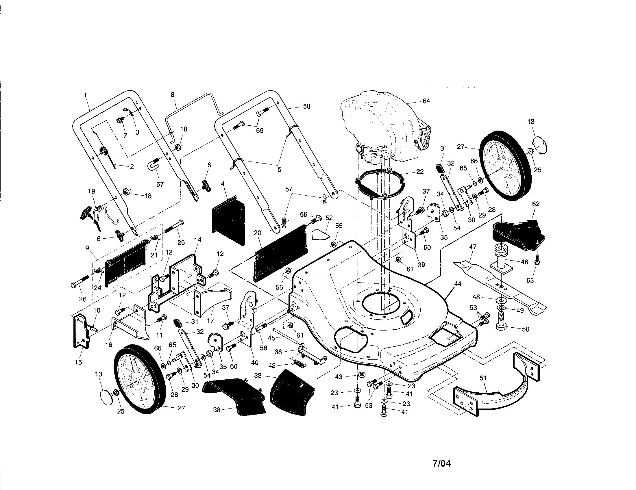 Craftsman 917378980 engine/housing/handle diagram
