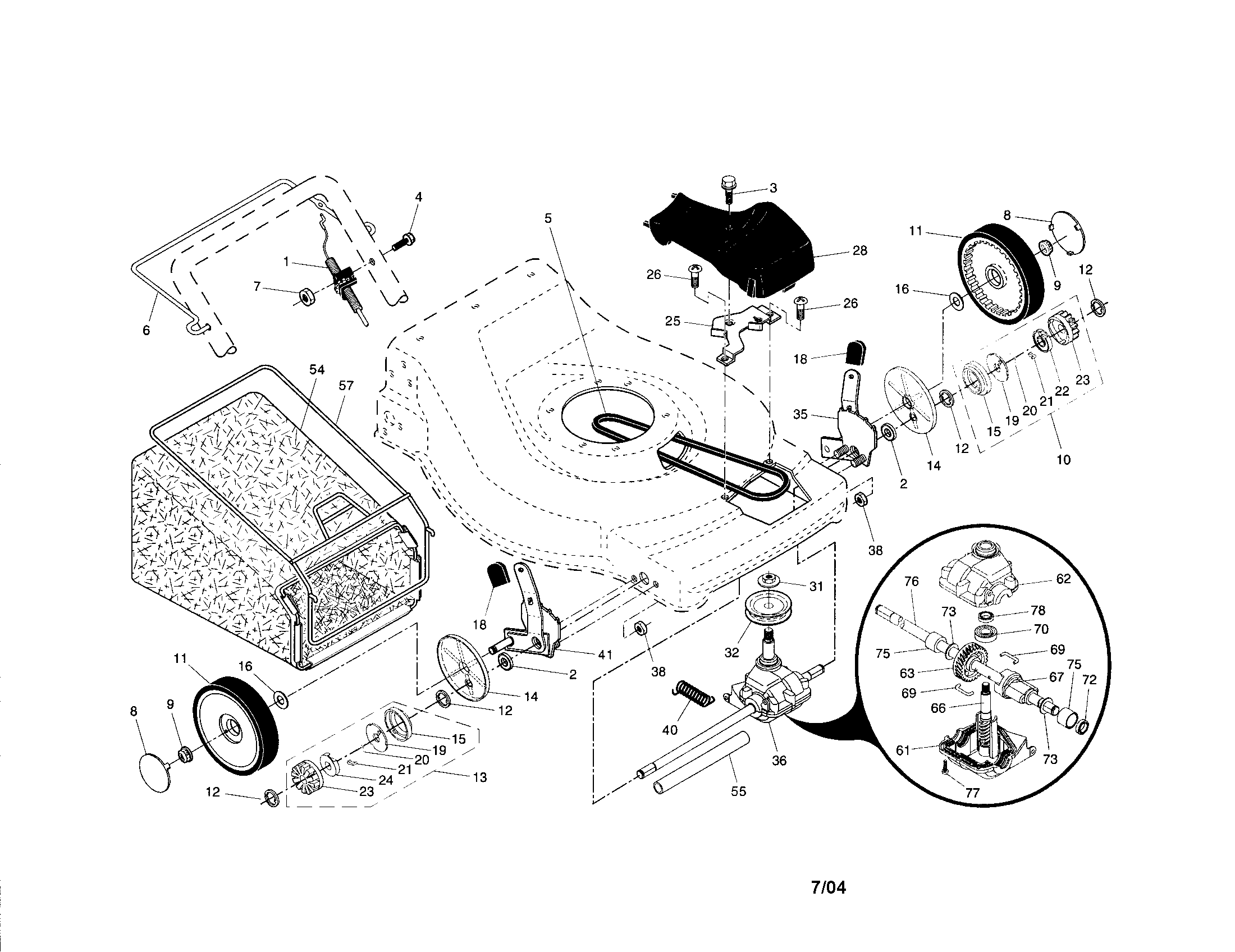 Craftsman 917378980 wheels/tires/bag diagram