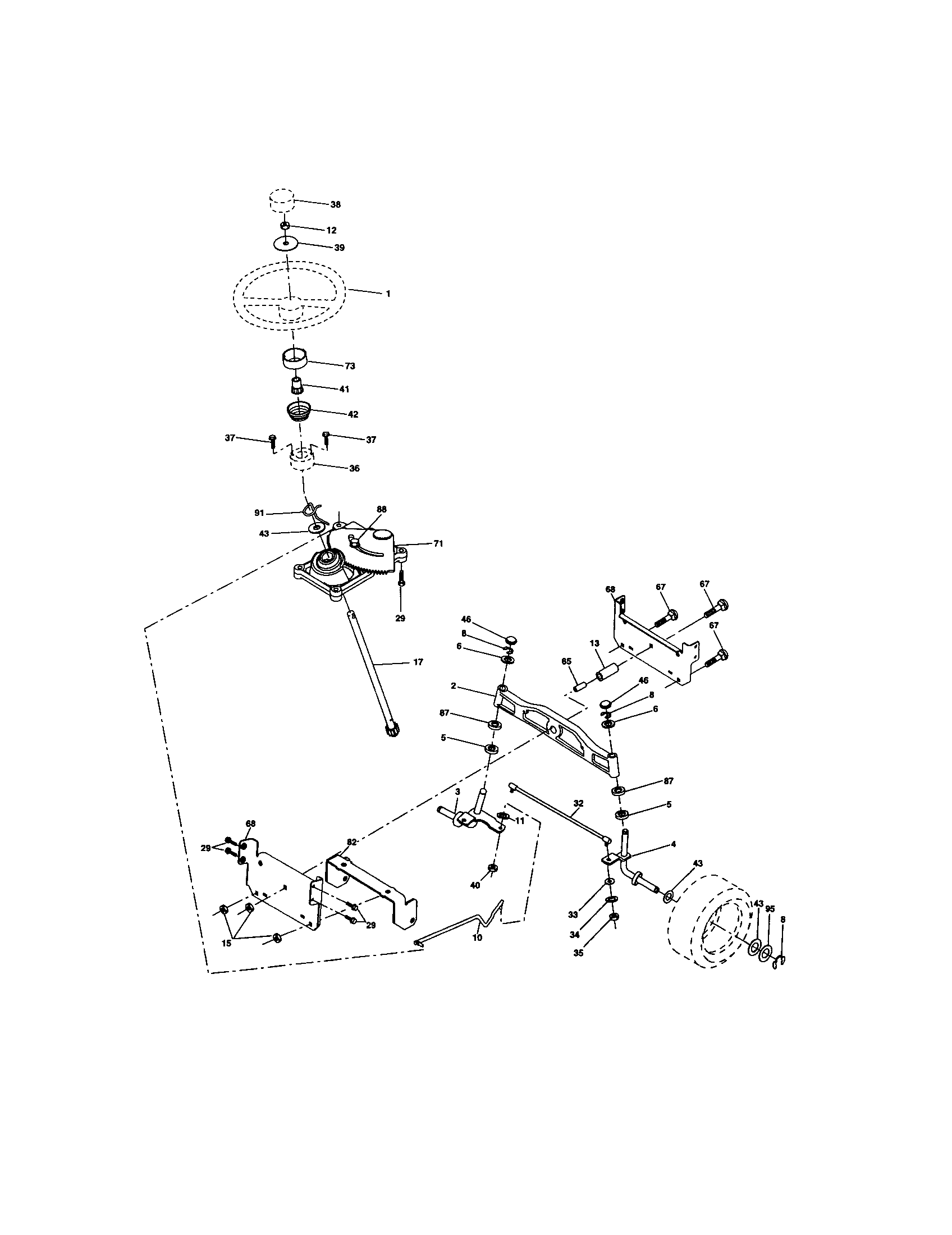 Craftsman 9172736403 steering assembly diagram