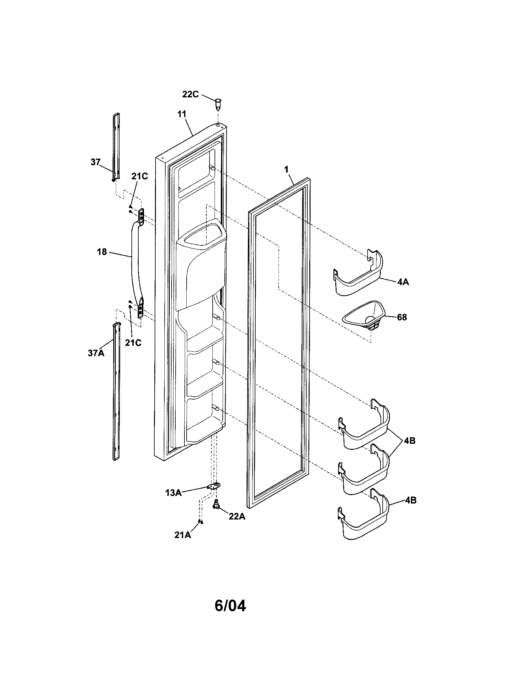 Frigidaire FRS26LH5DS0 freezer door diagram